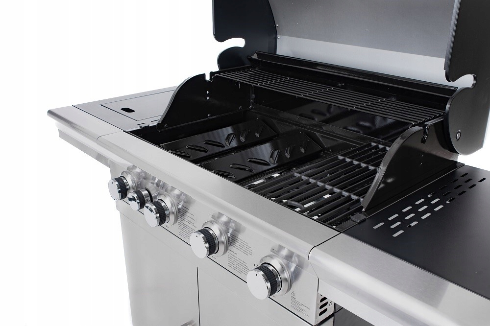 Grill gazowy ogrodowy żeliwny ruszt nierdzewny stal 4+1 17,5kW SilverFlame Głębokość grilla 57.5 cm