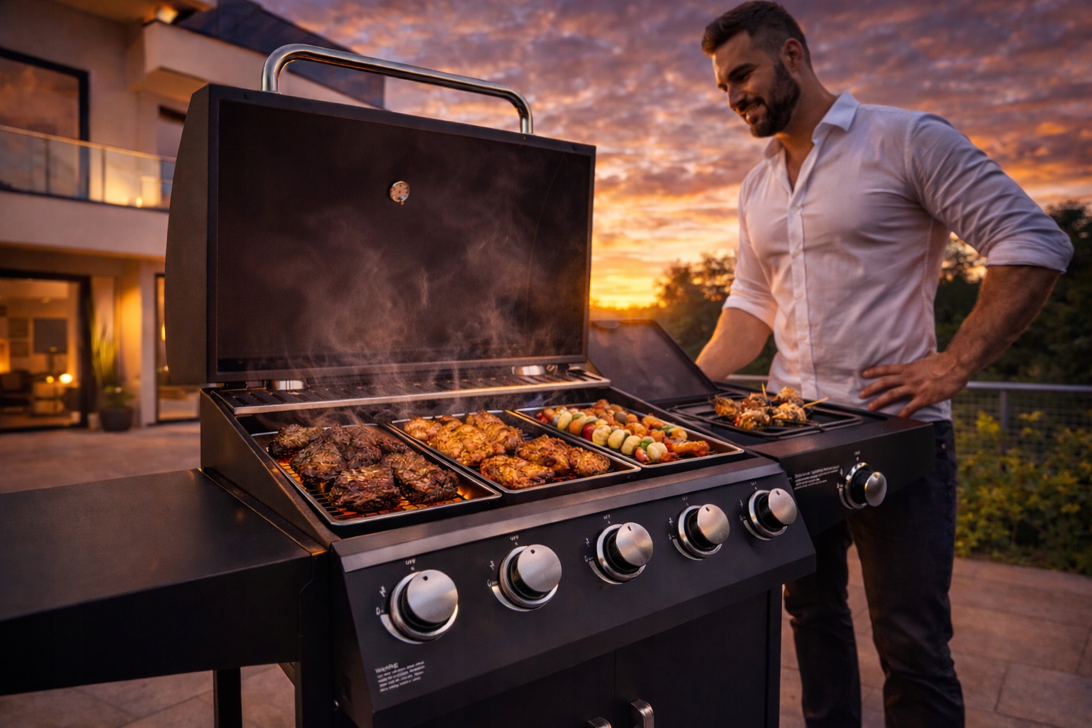 Grill gazowy Riwall Szwagier 0,5l - 5 palnikowy 4+1 + pokrowiec + sztućce Kod producenta 5907080484773