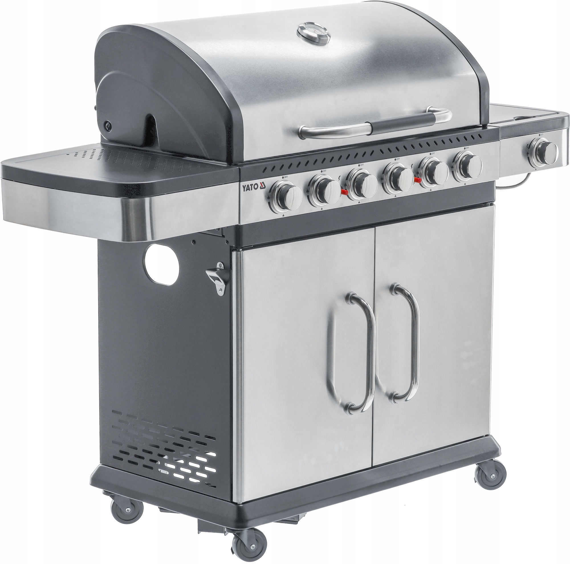 GRILL GAZOWY OGRODOWY 6+1 YATO 20,2 KW STAL NIERDZEWNA ŻELIWNY RUSZT Liczba palników 7