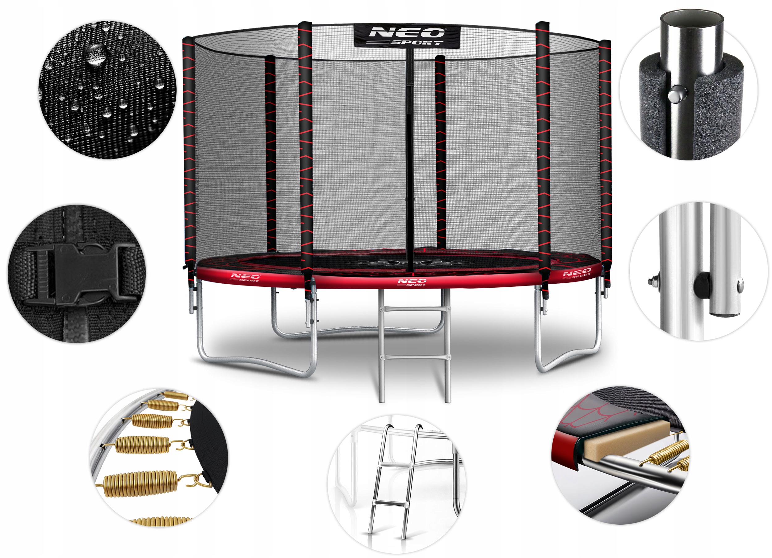 TRAMPOLINA OGRODOWA PAJĄK 312cm 10ft NEOSPORT model 2025 Wysokość całkowita 245 cm
