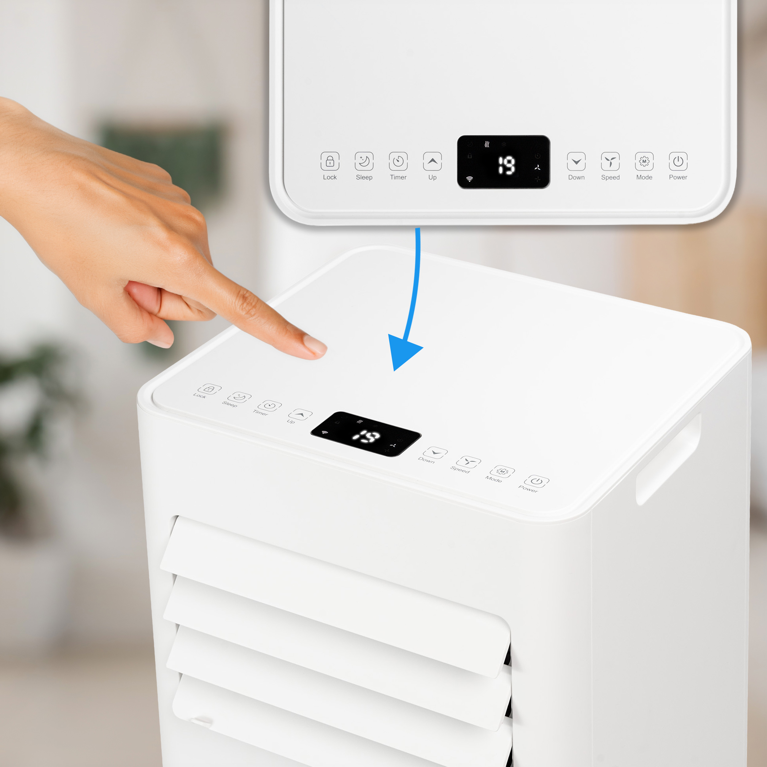 Klimatyzator przenośny EBERG SKY 2,6kW cichy WiFi osuszacz 24l + ClimaLock Sterowanie manualne na pilot