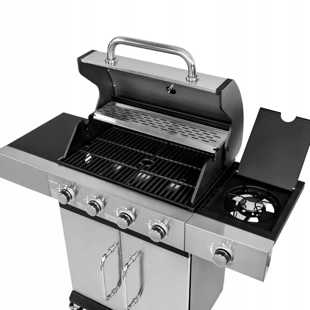 GRILL GAZOWY Ogrodowy RUSZT ŻELIWNY 13kW 4+1 STAL NIERDZEWNA + SZAFKA Moc 13 kW