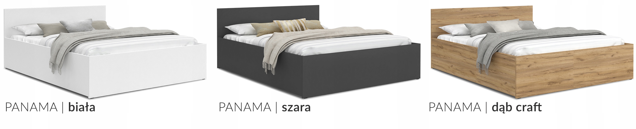 Łóżko 140x200 stelaż + materac PANAMA DM Wysokość mebla 80 cm