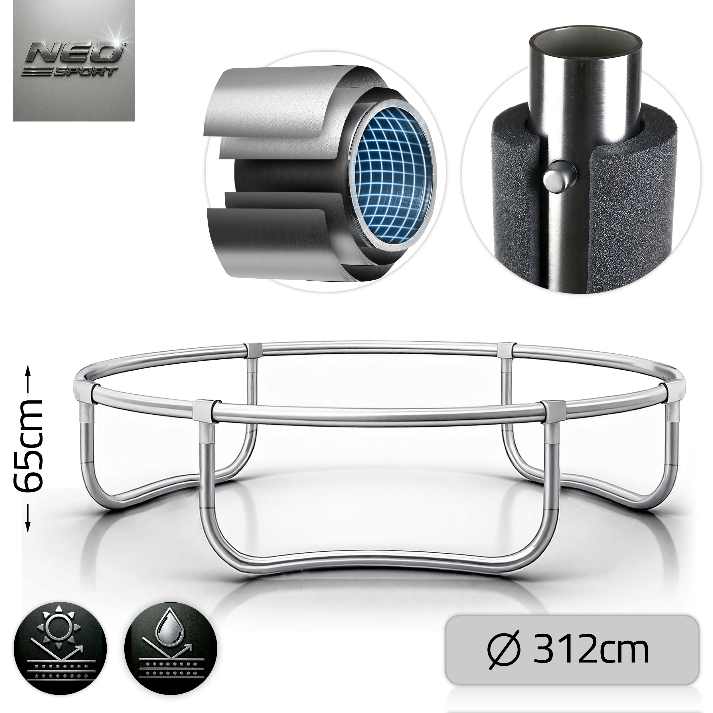 TRAMPOLINA OGRODOWA dla dzieci z siatką zewnętrzną 312cm 10ft NEOSPORT Bohater / Bajka brak