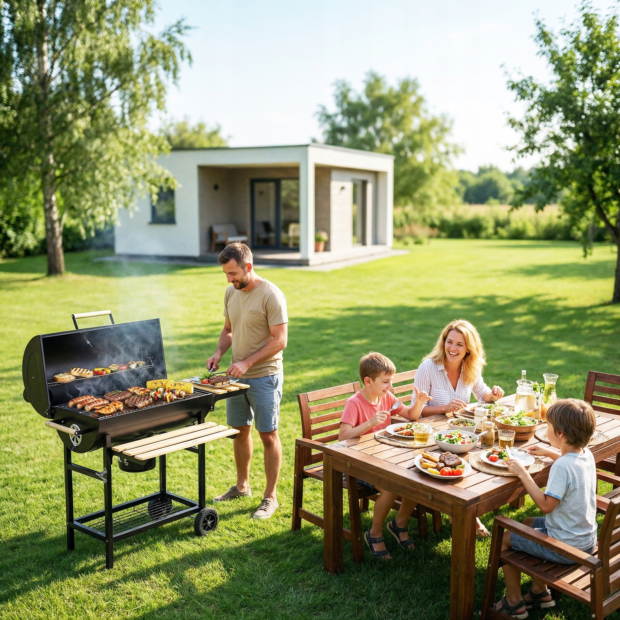 GRILL OGRODOWY WĘGLOWY BECZKOWY | KOMIN | TERMOMETR | POPIELNIK | XXL Typ przenośny