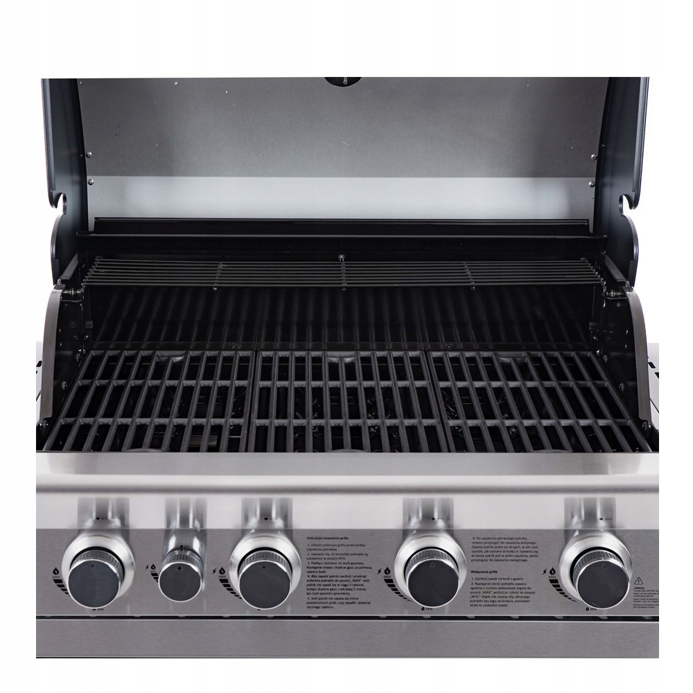 Grill gazowy ogrodowy żeliwny ruszt nierdzewny stal 4+1 17,5kW SilverFlame Szerokość grilla 146 cm