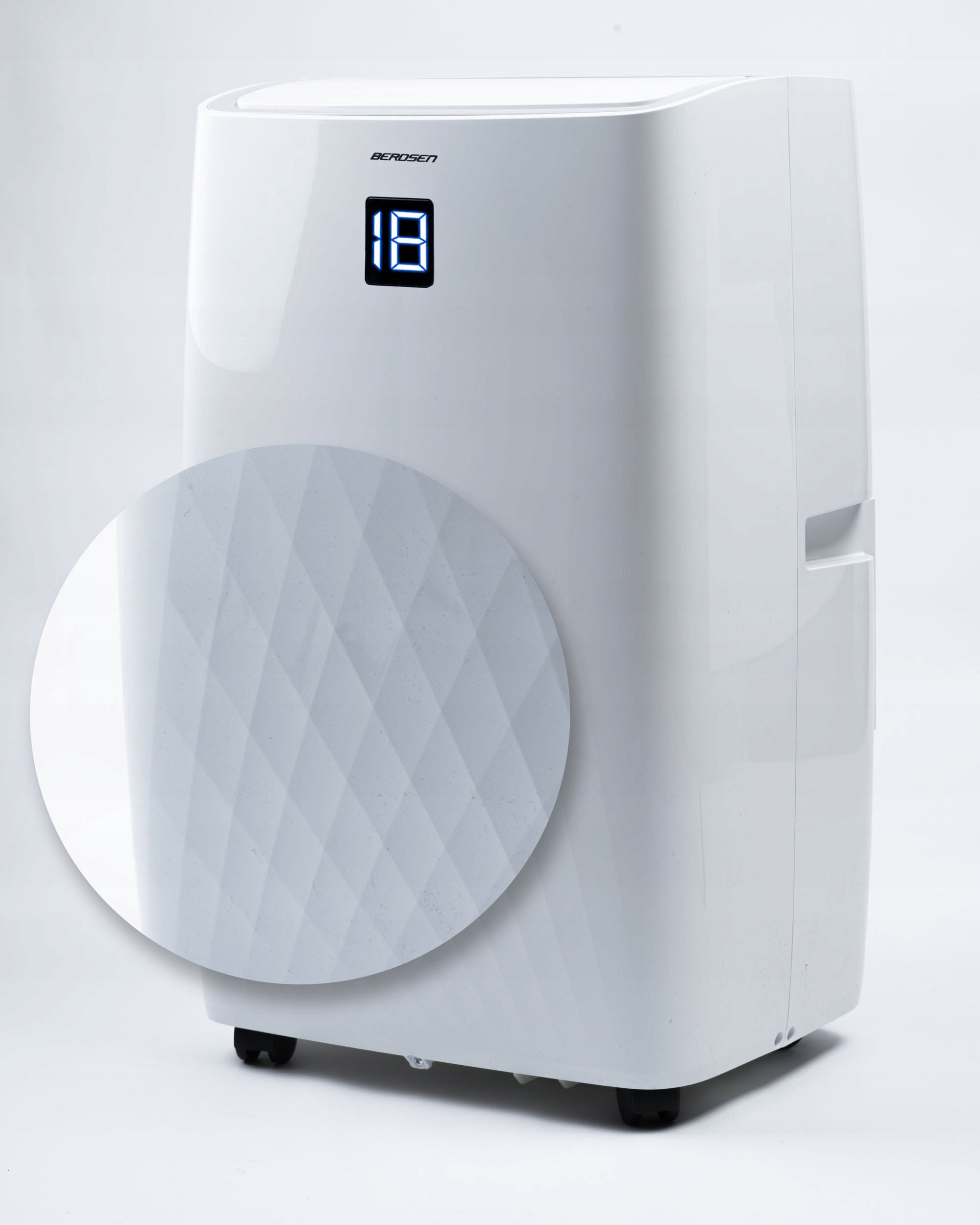 Klimatyzator przenośny Cichy z Funkcją grzania 4kW OSUSZACZ 34l/24h WiFi Zakres regulacji temperatury 15-31°C
