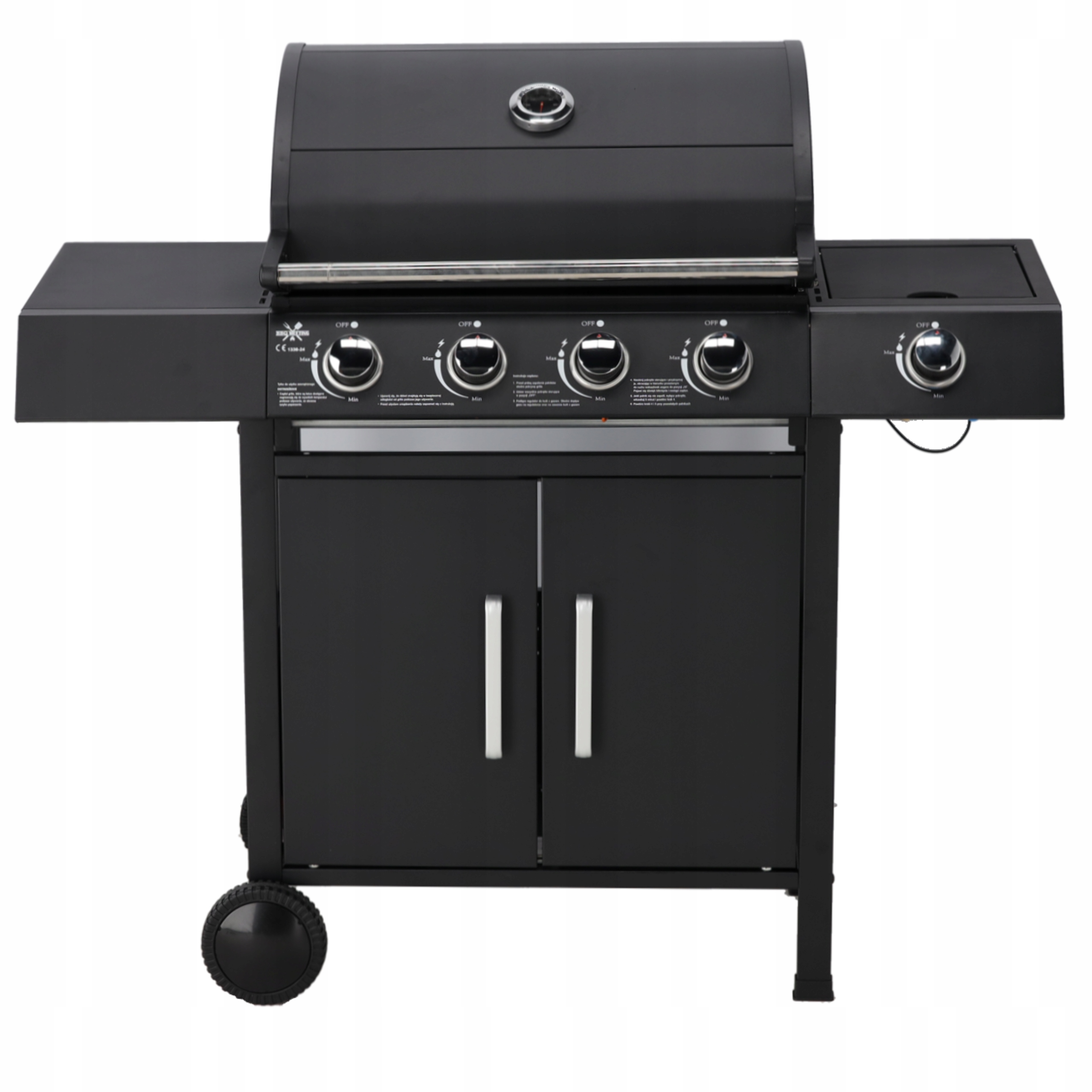 GRILL GAZOWY 13kW 4+1 Z REDUKTOREM POKROWCEM PALNIK BOCZNY ŻELIWNY RUSZT Liczba palników 4