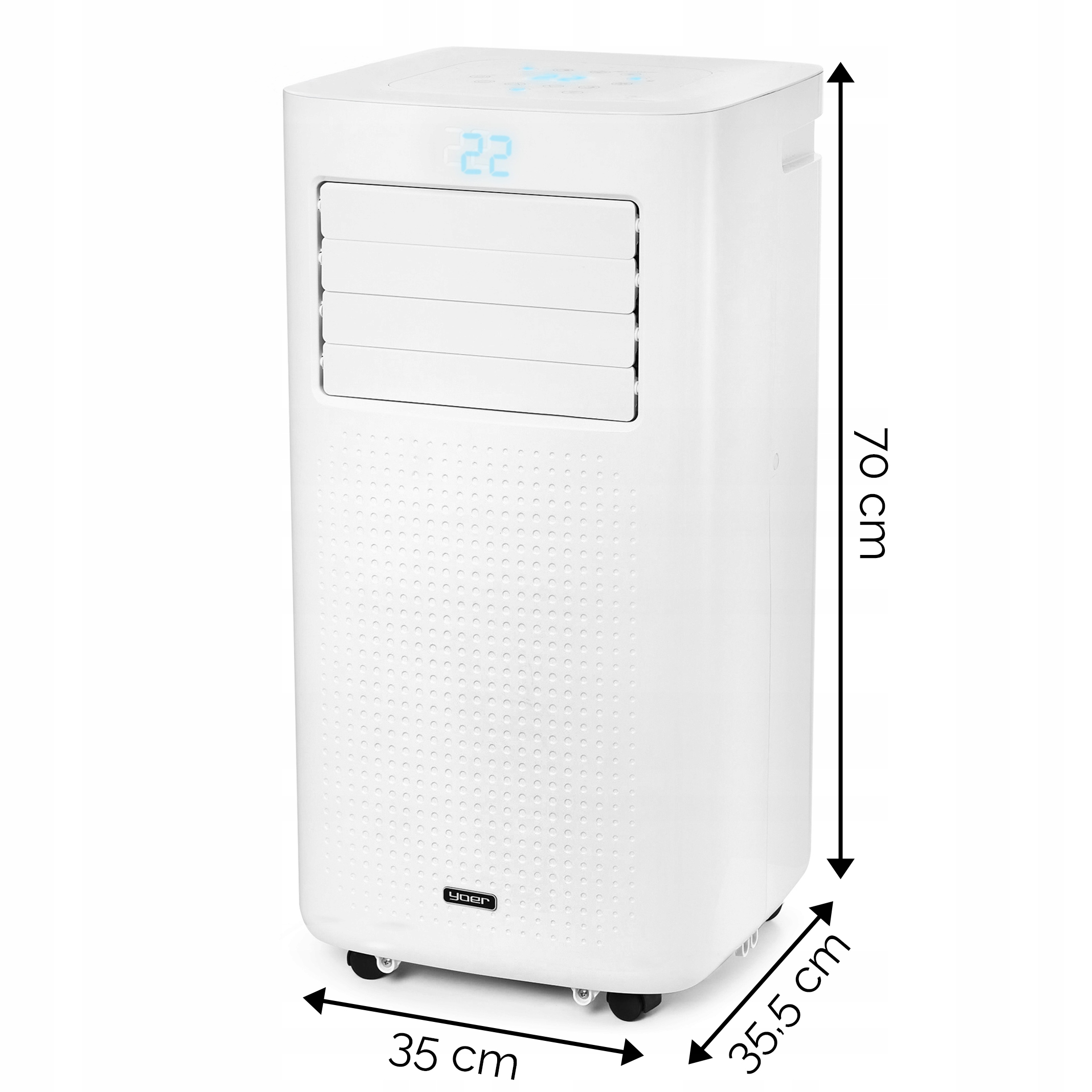 Klimatyzator przenośny Cichy Mały 3kW 30m2 Yoer Osuszacz WiFi +Pompa ciepła Zdolność osuszania 48 l/24h