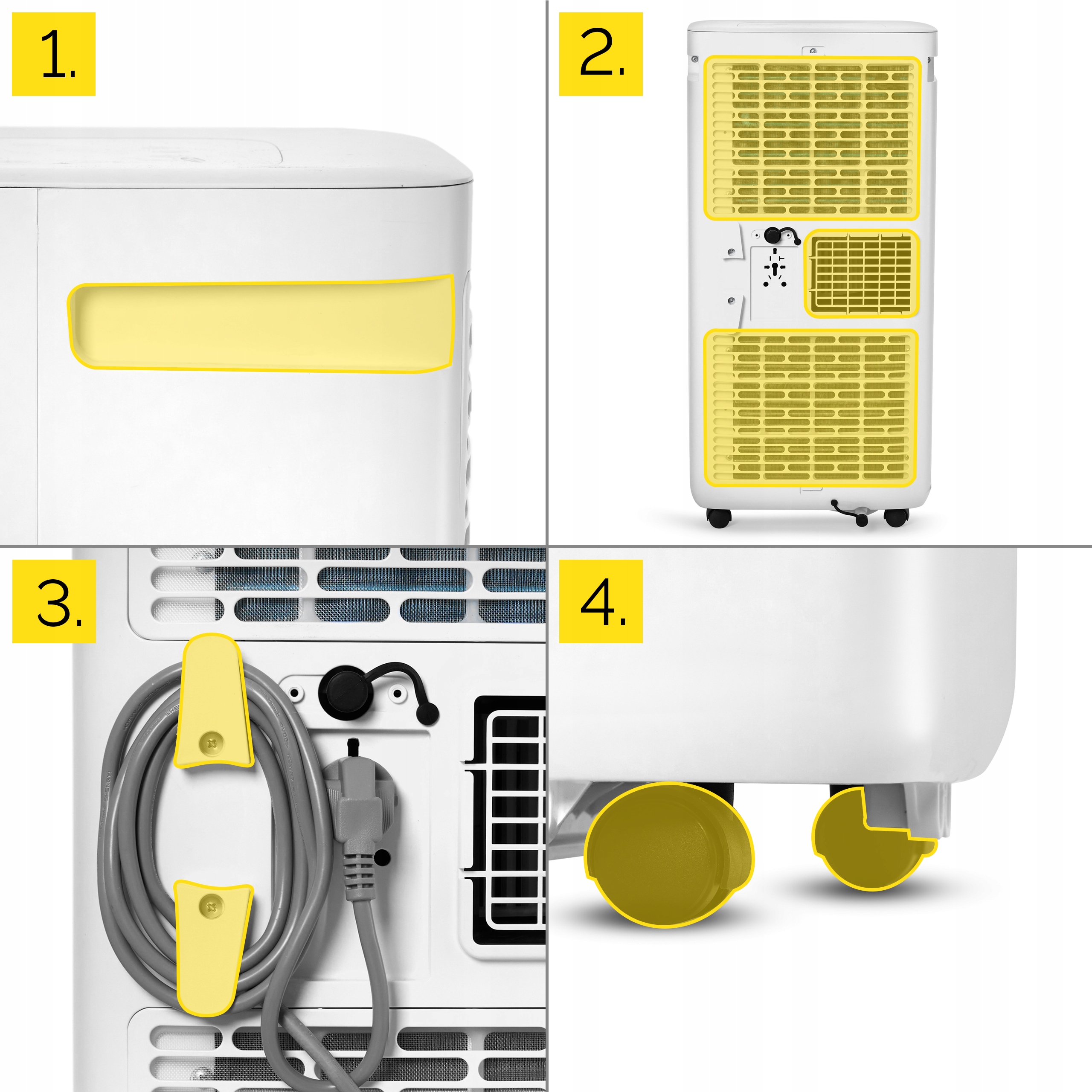 Klimatyzator przenośny Cichy Mały 3kW 30m2 Yoer Osuszacz WiFi +Pompa ciepła Przepływ powietrza 350 m³/h