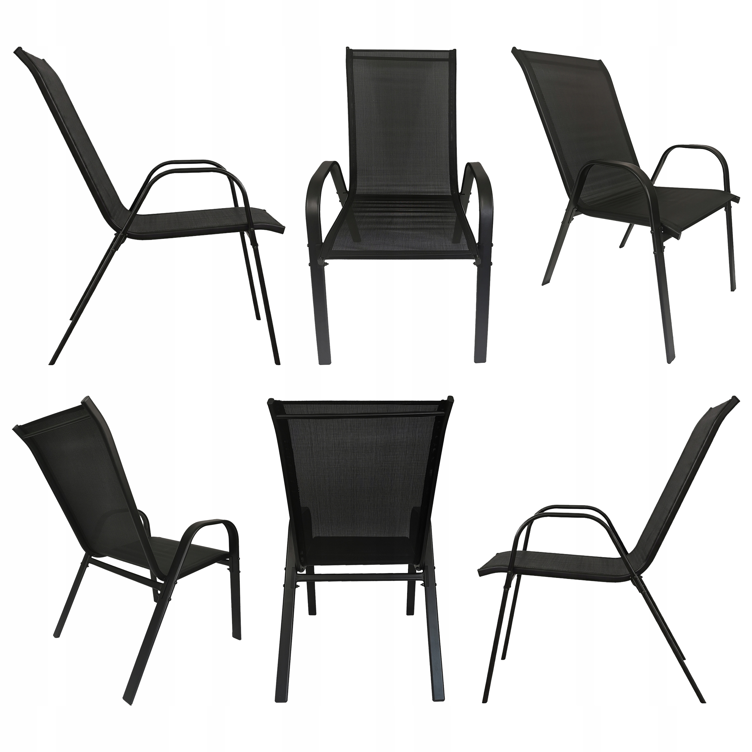 ZESTAW MEBLI OGRODOWYCH BALKON TARAS STÓŁ 140x80 +8x KRZESŁA MINORKA CZARNY Materiał dominujący metal