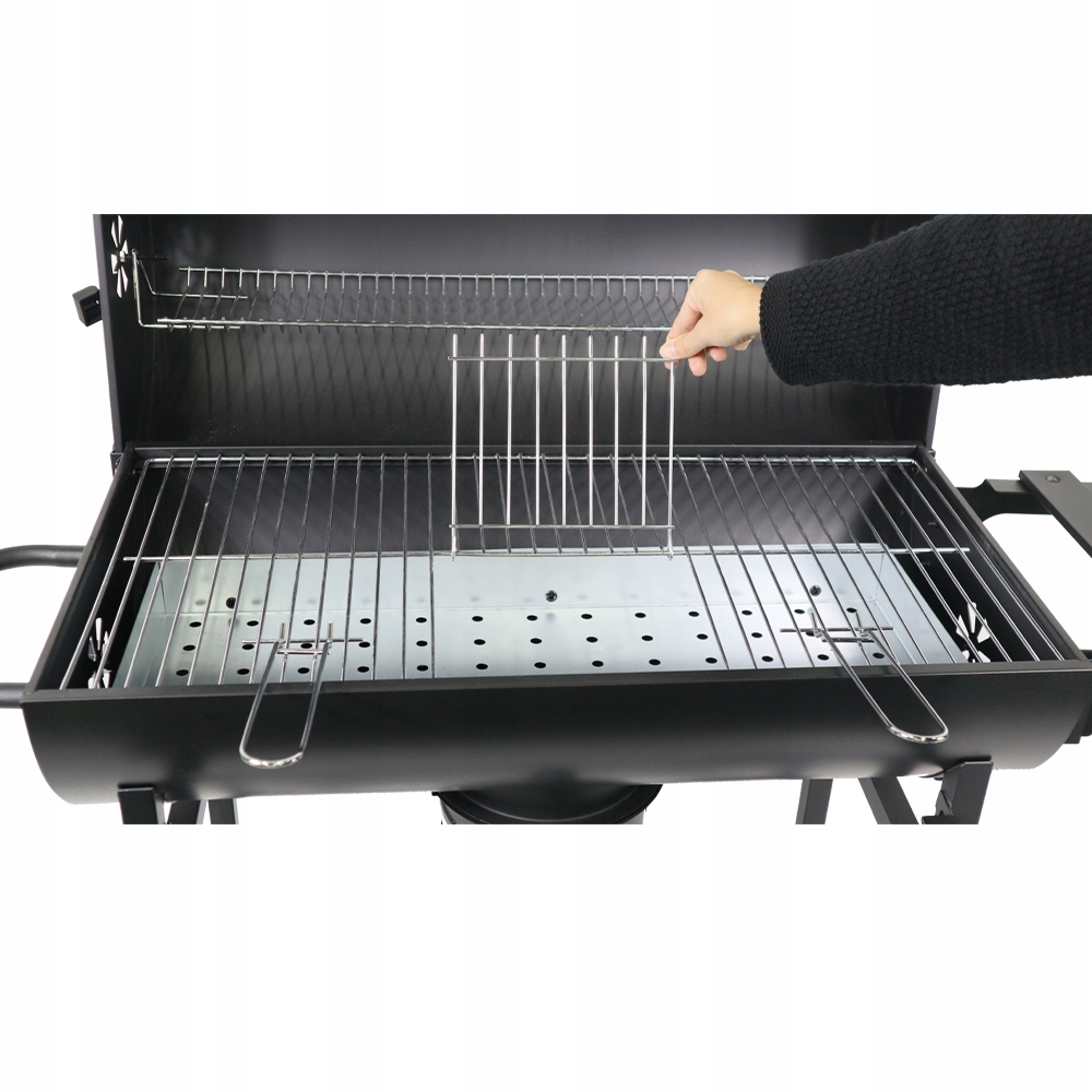 Grill Węglowy Ogrodowy z POKRYWĄ Duża Beczka Popielnik Termometr Półki Waga 16.6 kg