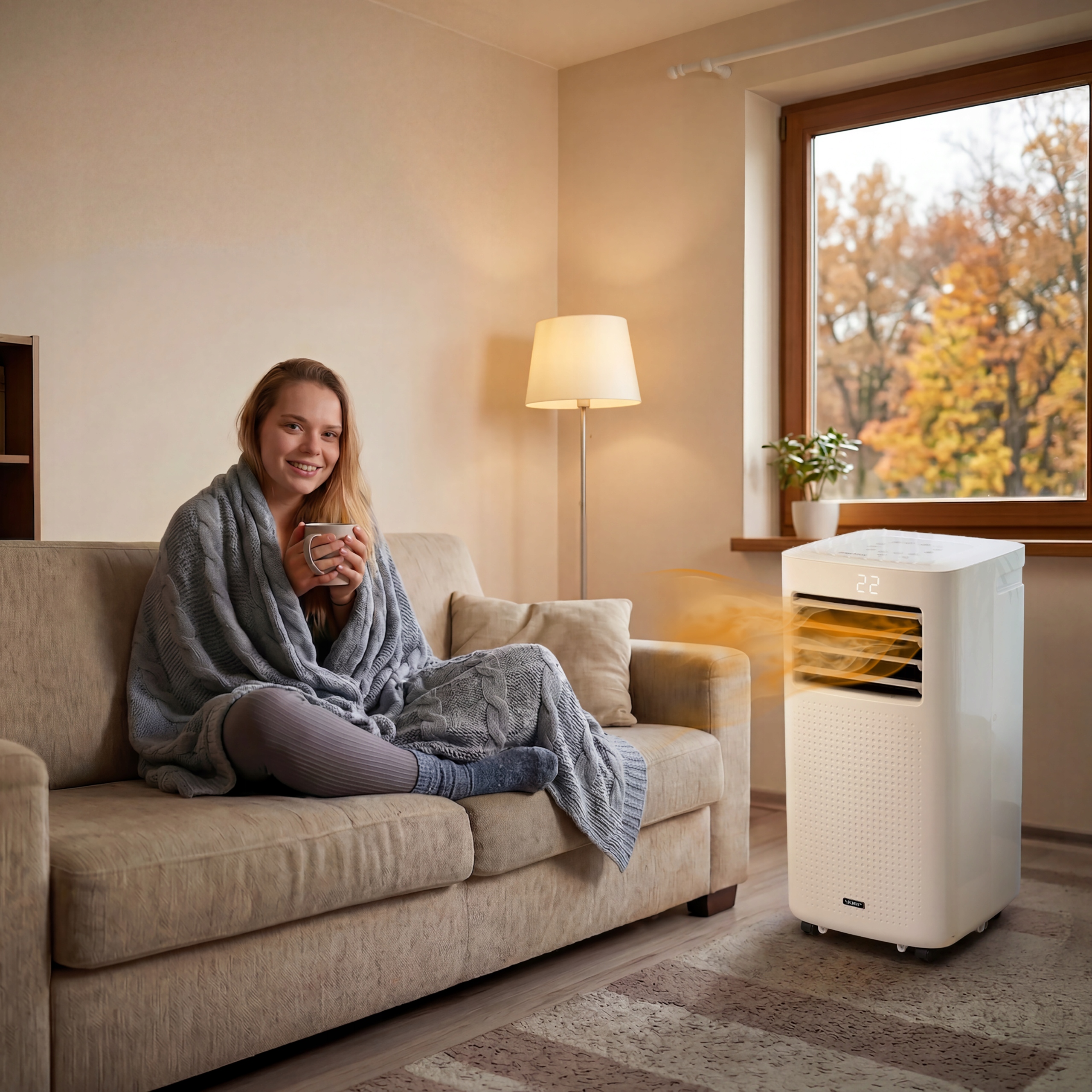 Klimatyzator przenośny Cichy Mały 3kW 30m2 Yoer Osuszacz WiFi +Pompa ciepła Moc ogrzewania 2200 W