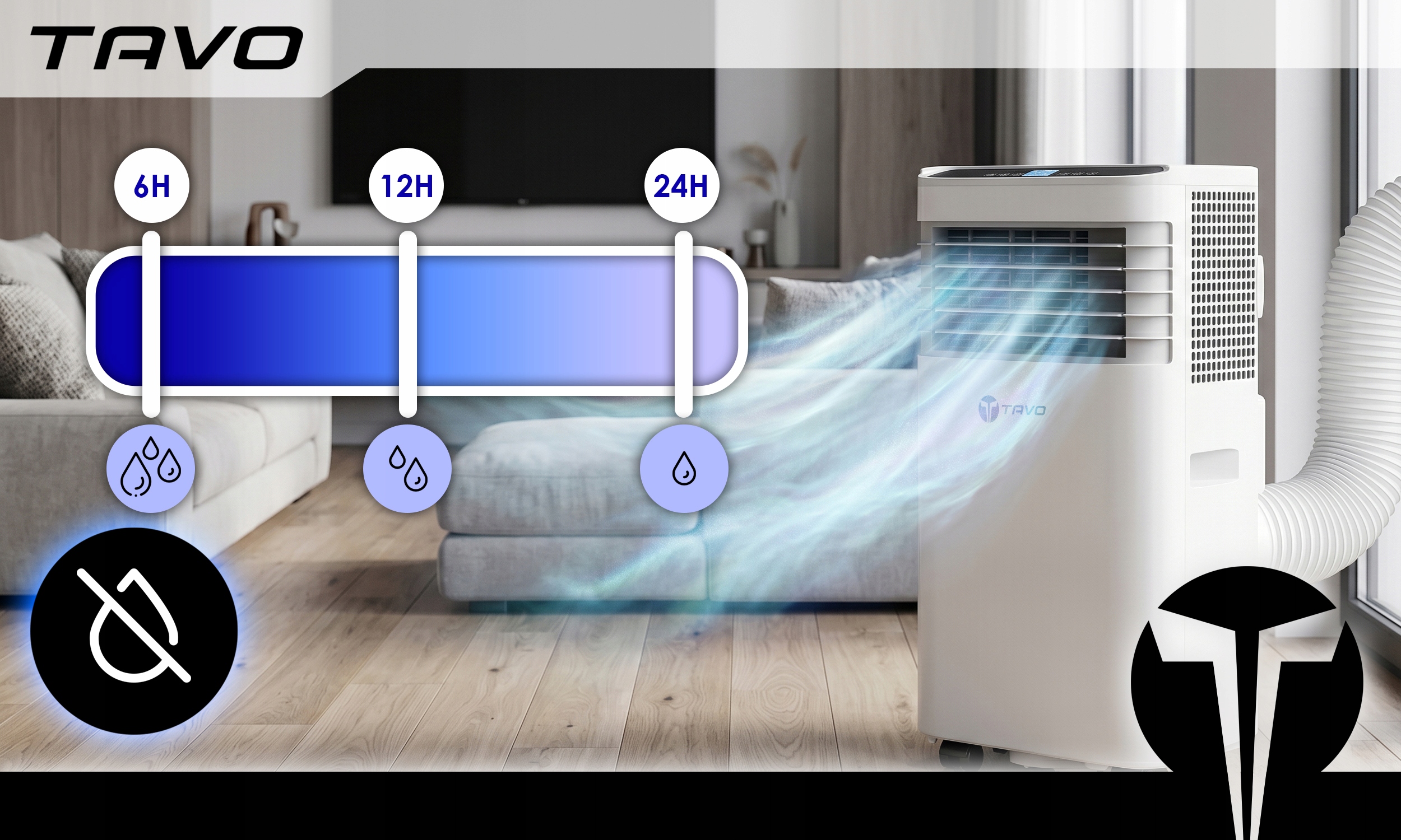 Klimatyzator Przenośny WiFi 2,6kW 60m2 Cichy Osuszacz 30L Tuya Uszczelka Klasa energetyczna- chłodzenie A+++