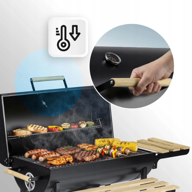 GRILL OGRODOWY WĘGLOWY BECZKOWY | KOMIN | TERMOMETR | POPIELNIK | XXL Waga produktu z opakowaniem jednostkowym 19 kg