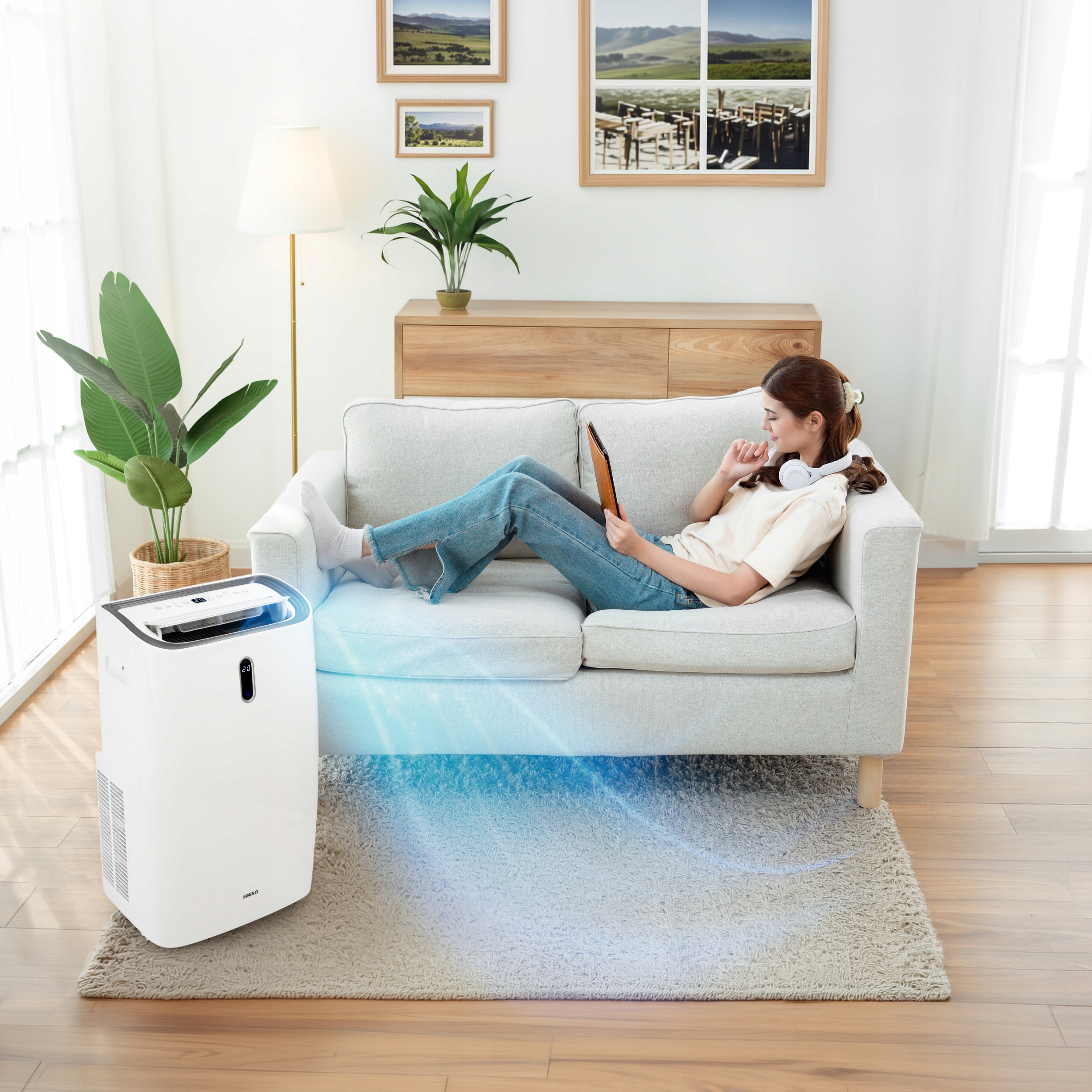Klimatyzator przenośny EBERG VIGO 4,7kW 4w1 WiFi Osuszacz + Funkcja grzania Zakres klas efektywności energetycznej A - G