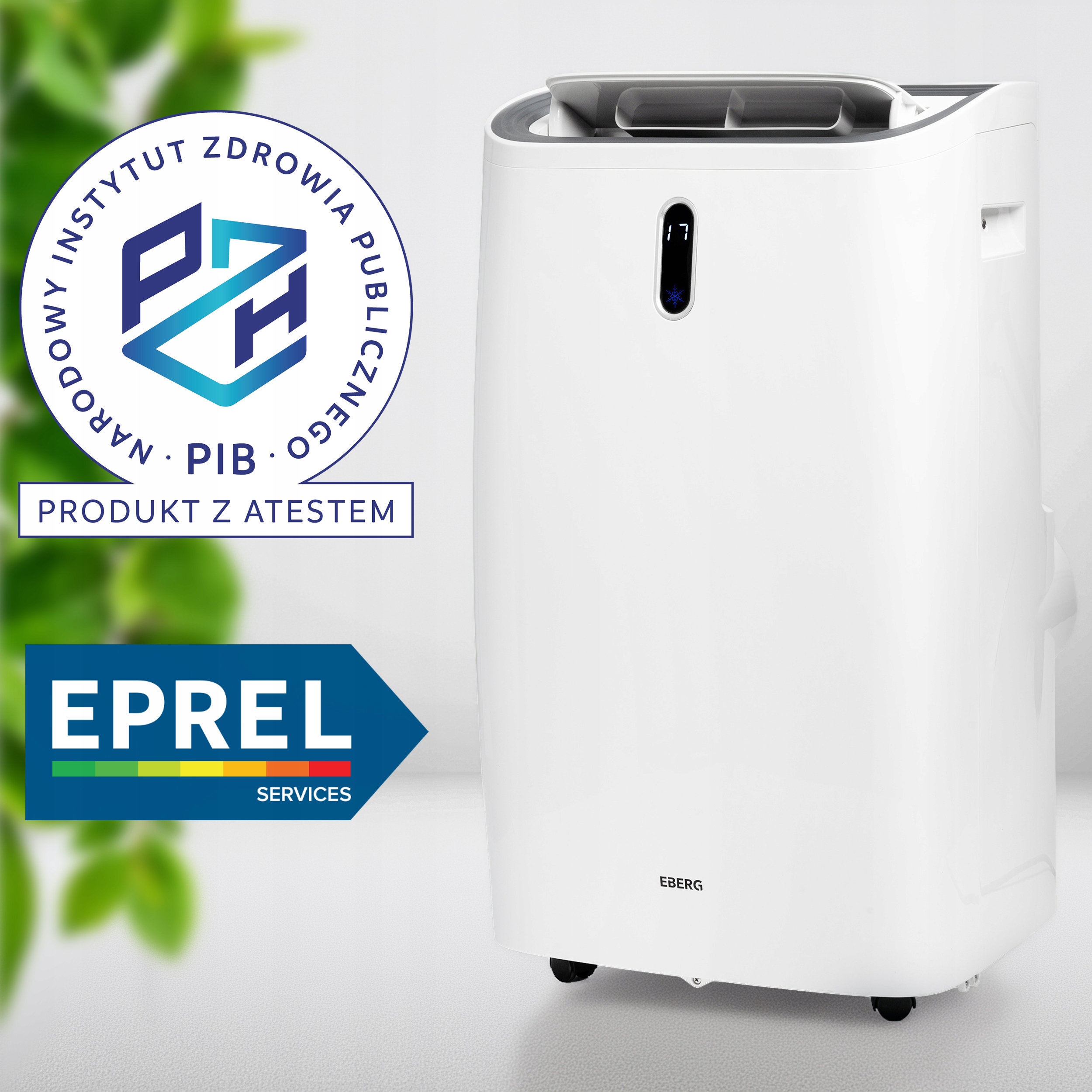 Klimatyzator przenośny EBERG VIGO 4,7kW 4w1 WiFi Osuszacz + Funkcja grzania Waga produktu z opakowaniem jednostkowym 37.5 kg