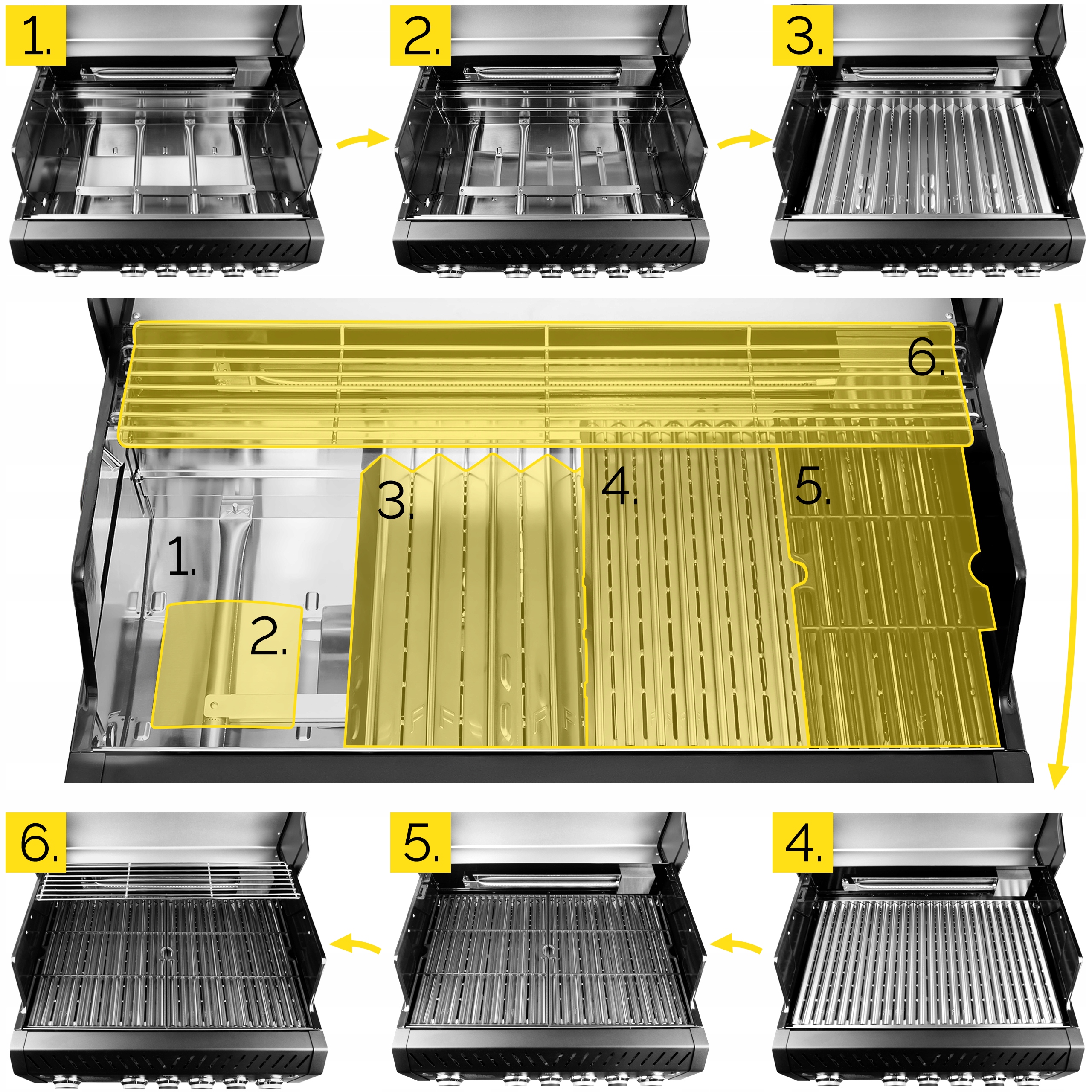 Grill gazowy Ogrodowy ŻELIWNY nierdzewny 4+2 Yoer 21,15 kW +szafka na butlę Szerokość rusztu 45 cm