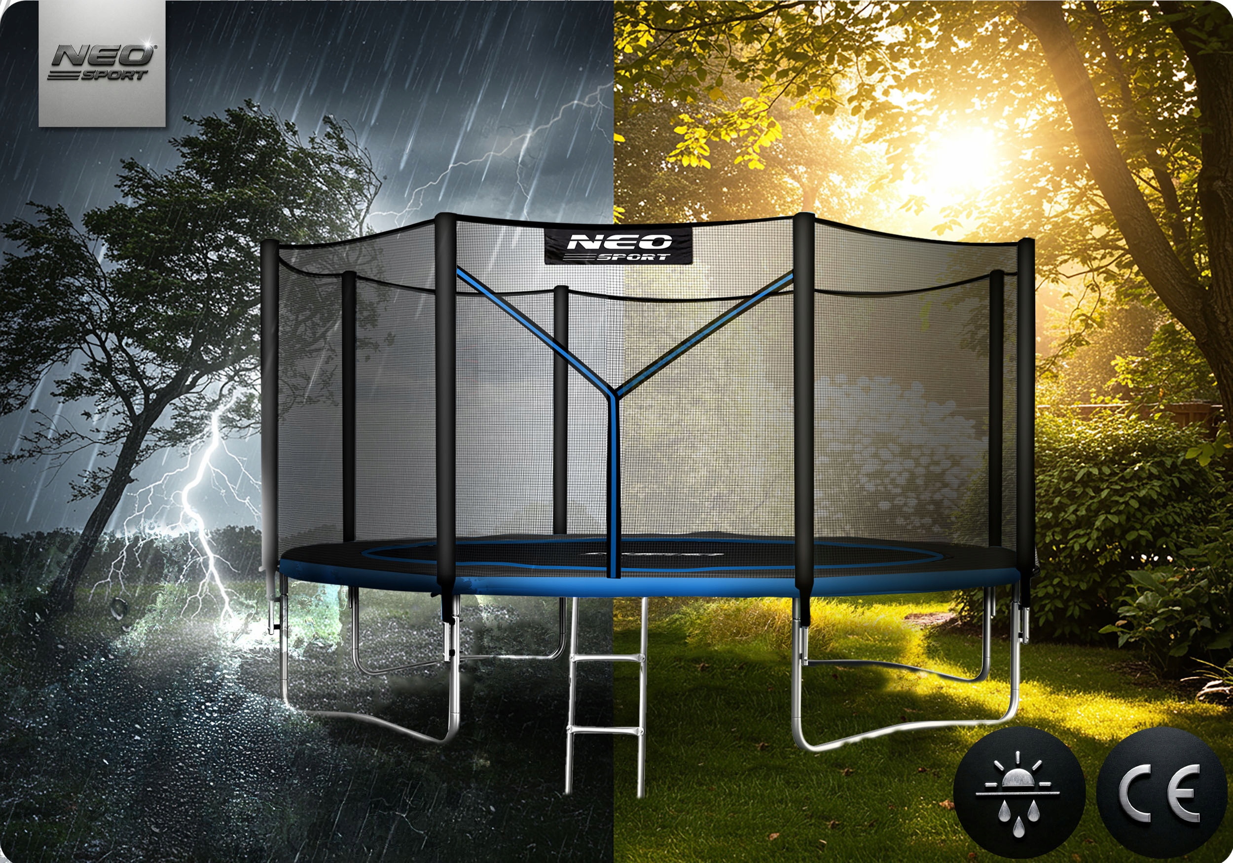 TRAMPOLINA OGRODOWA DLA DZIECI z SIATKĄ ZEWNĘTRZNĄ 374cm 12ft Neo-Sport Kod producenta NS-12Z221