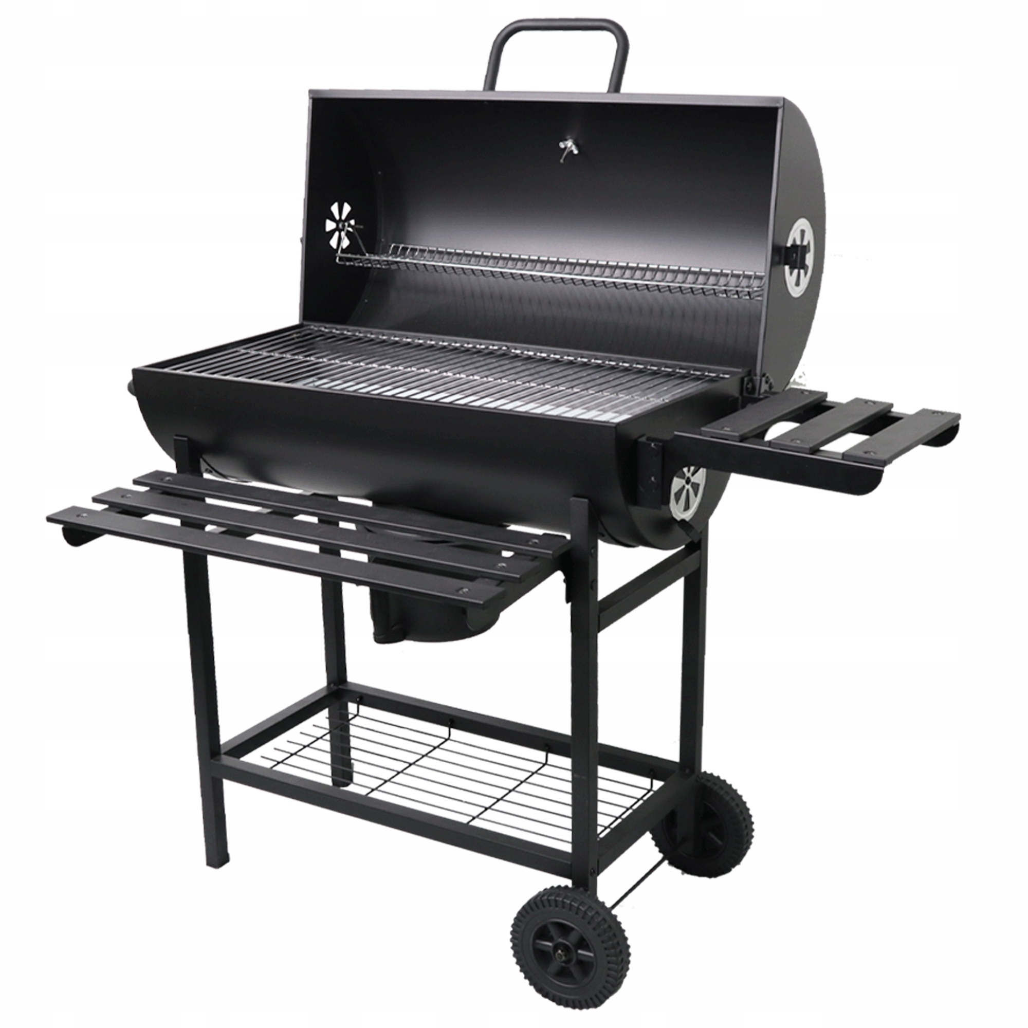 Grill Węglowy Ogrodowy z POKRYWĄ Duża Beczka Popielnik Termometr Półki Szerokość grilla 114.5 cm