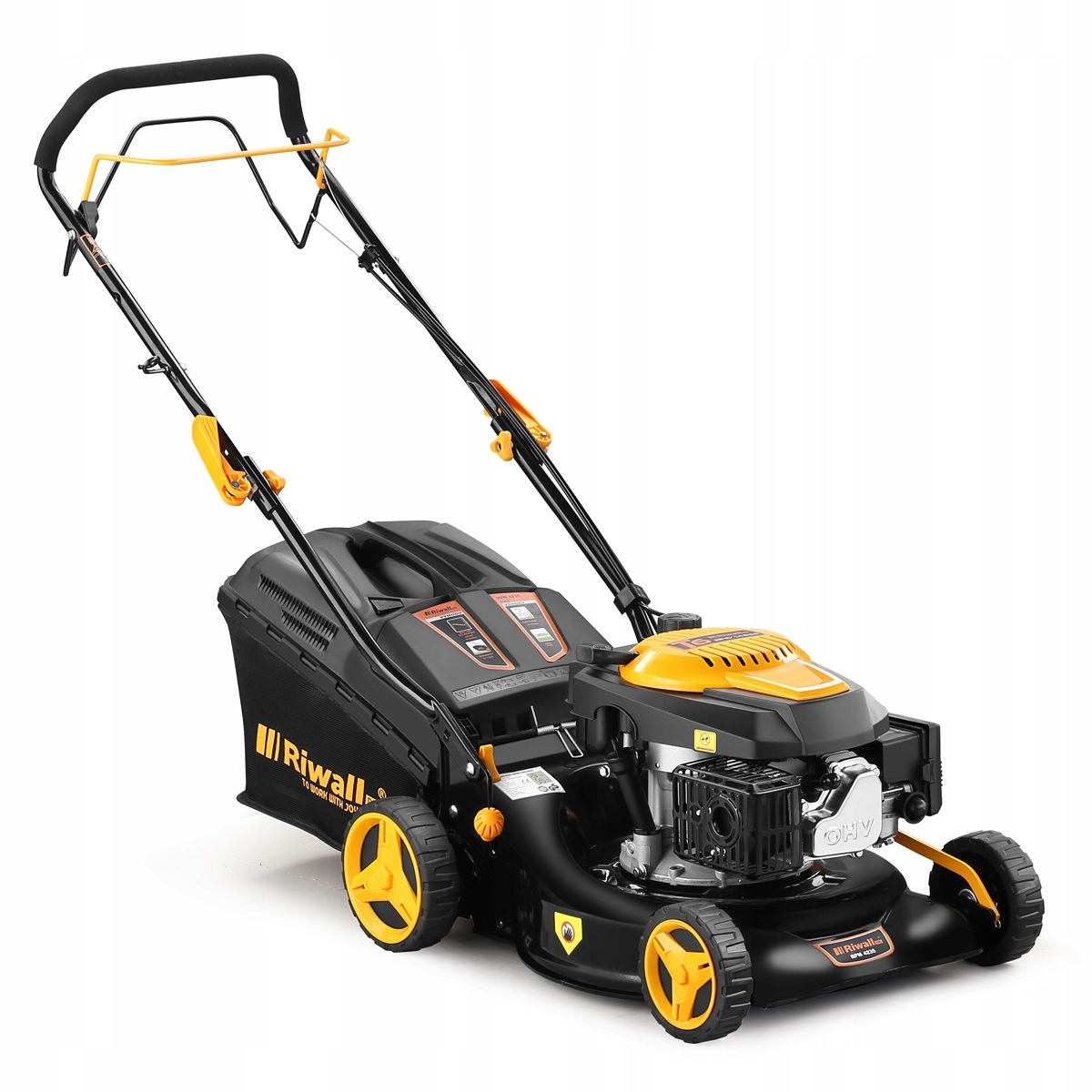 Kosiarka spalinowa Riwall 4235 z napędem z koszem 45l 42 cm napęd na koła Kosz z koszem