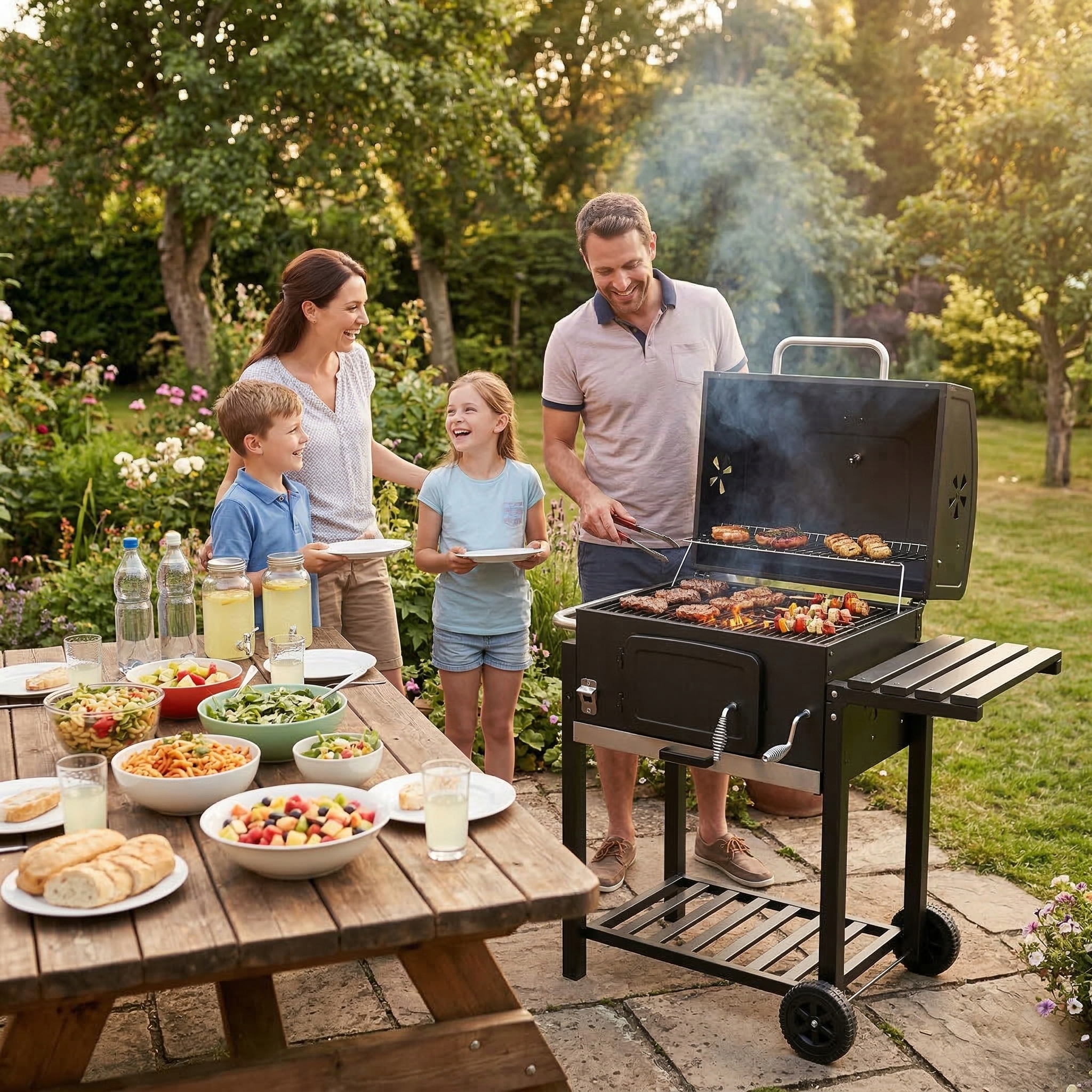 GRILL WĘGLOWY ogrodowy DUŻY XL z pokrywą TERMOMETREM REGULACJĄ RUSZTU Kod producenta MIR4425