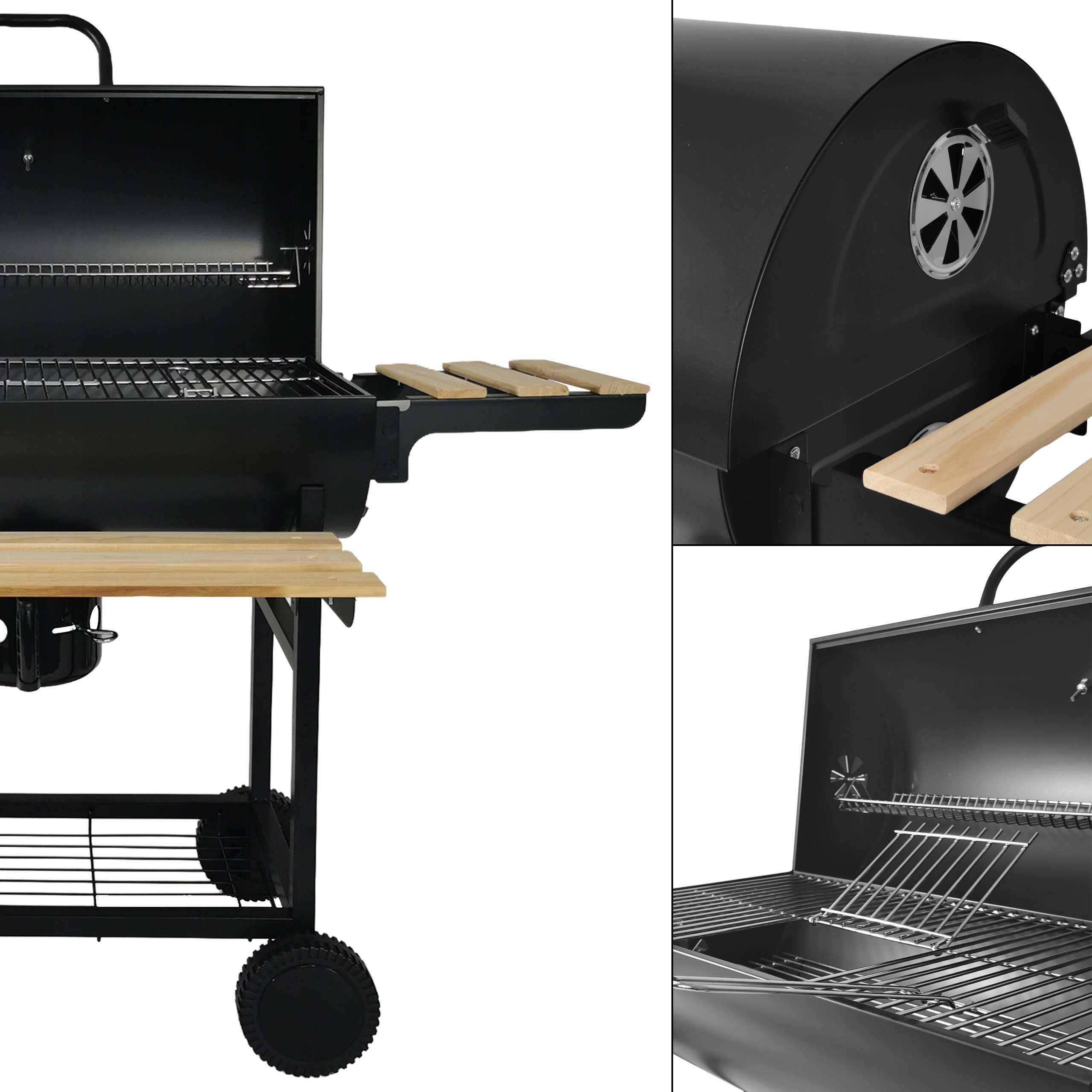 GRILL WĘGLOWY OGRODOWY 2RUSZTY KÓŁKA TERMOMETR PÓŁKI BBQ1008 Szerokość grilla 115 cm