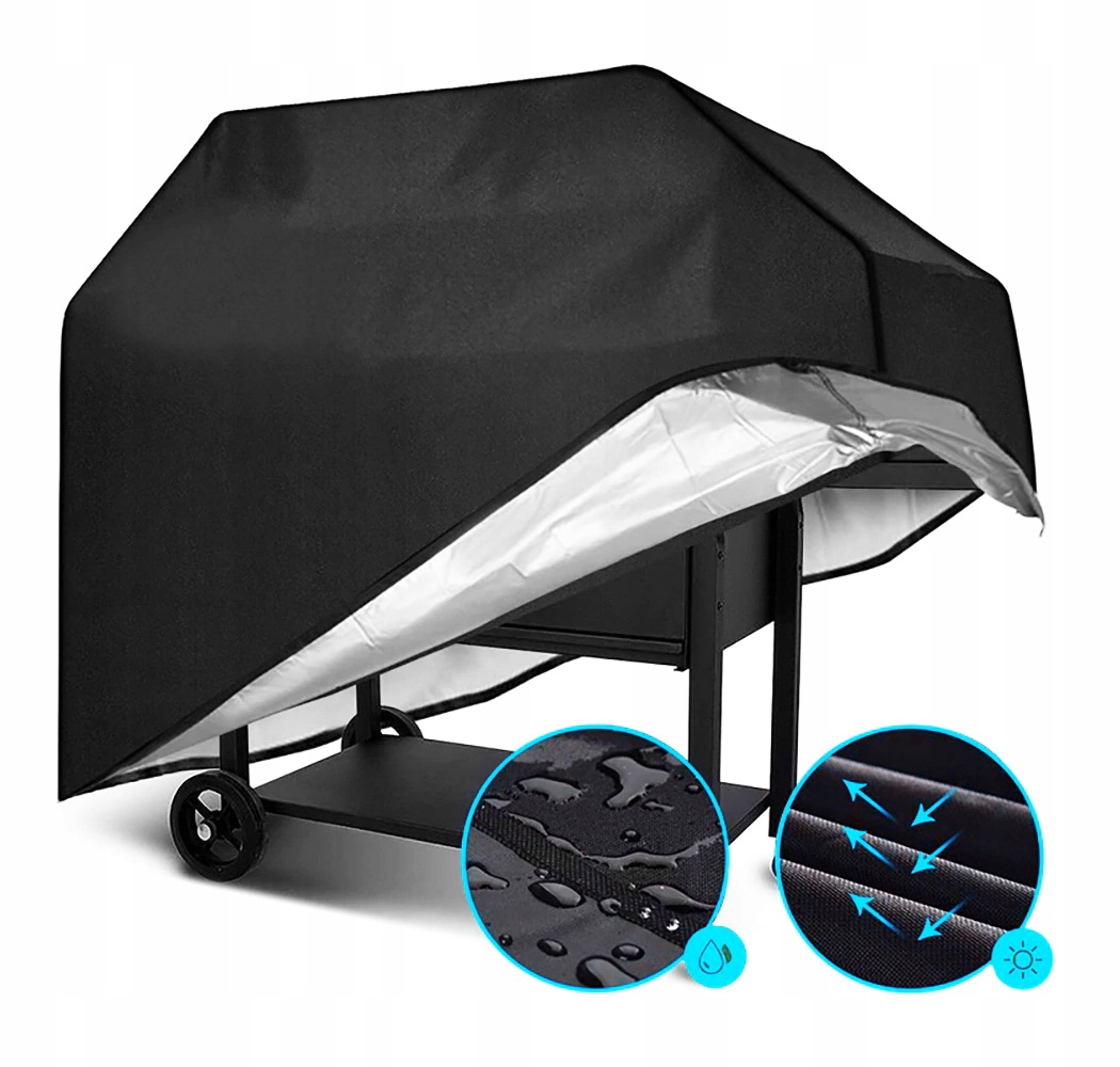 POKROWIEC OSŁONA do GRILLA OGRODOWEGO WODOODPORNY TEKSTYLNY 140x65x115 Szerokość produktu 65 cm