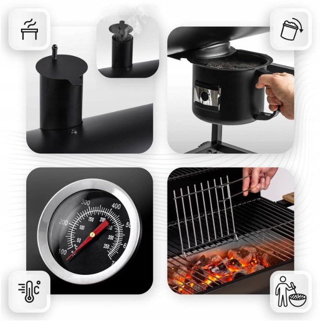 GRILL OGRODOWY WĘGLOWY BECZKOWY | KOMIN | TERMOMETR | POPIELNIK | XXL Producent Berdsen