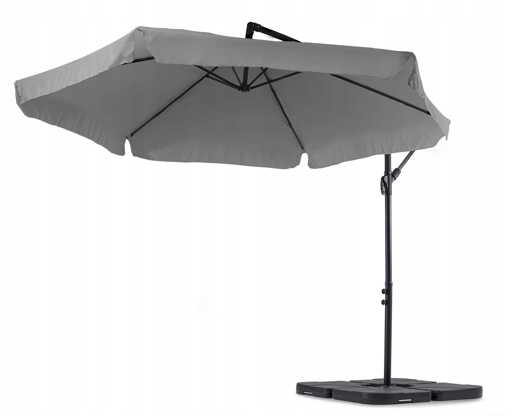 Parasol Ogrodowy z Podstawą Regulowany Obciążenie Empoli Szary Wysokość produktu 250 cm