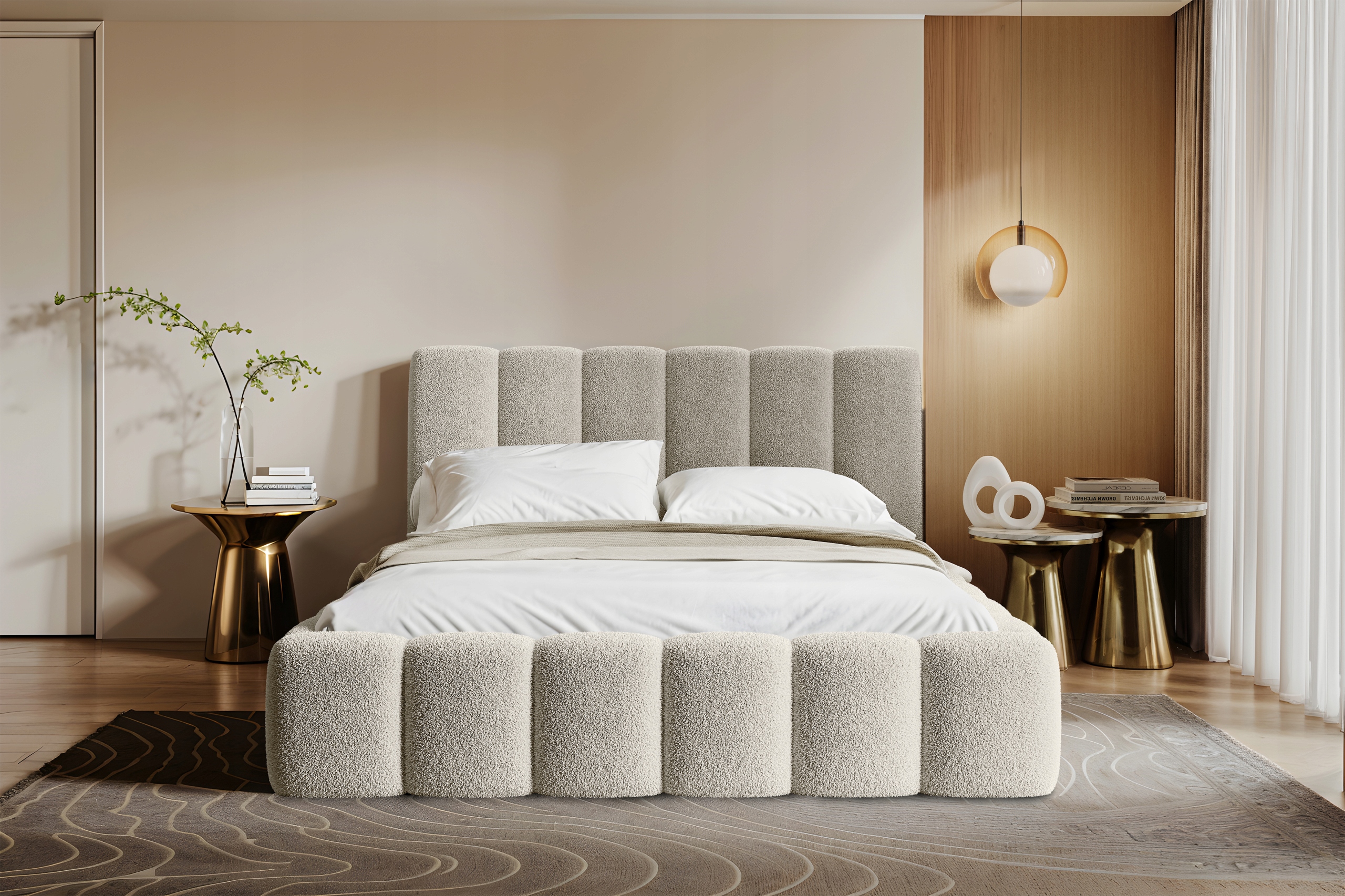 ŁÓŻKO TAPICEROWANE CAPRI 160X200 POJEMNIK MATERAC BOUCLE Kolor mebla biały grafit odcienie beżu odcienie brązu odcienie granatowego odcienie niebieskiego odcienie szarości odcienie zieleni szary zieleń