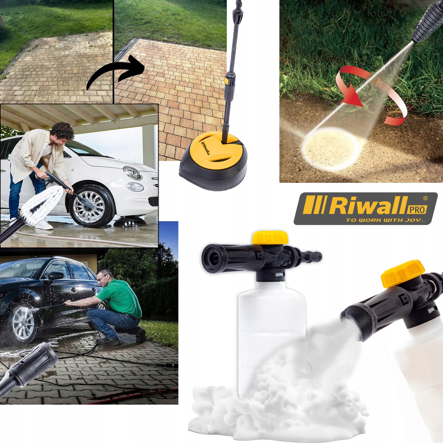 Elektryczna myjka ciśnieniowa 150 bar z akcesoriami Riwall PRO REPW 155 SET Model REPW155SET