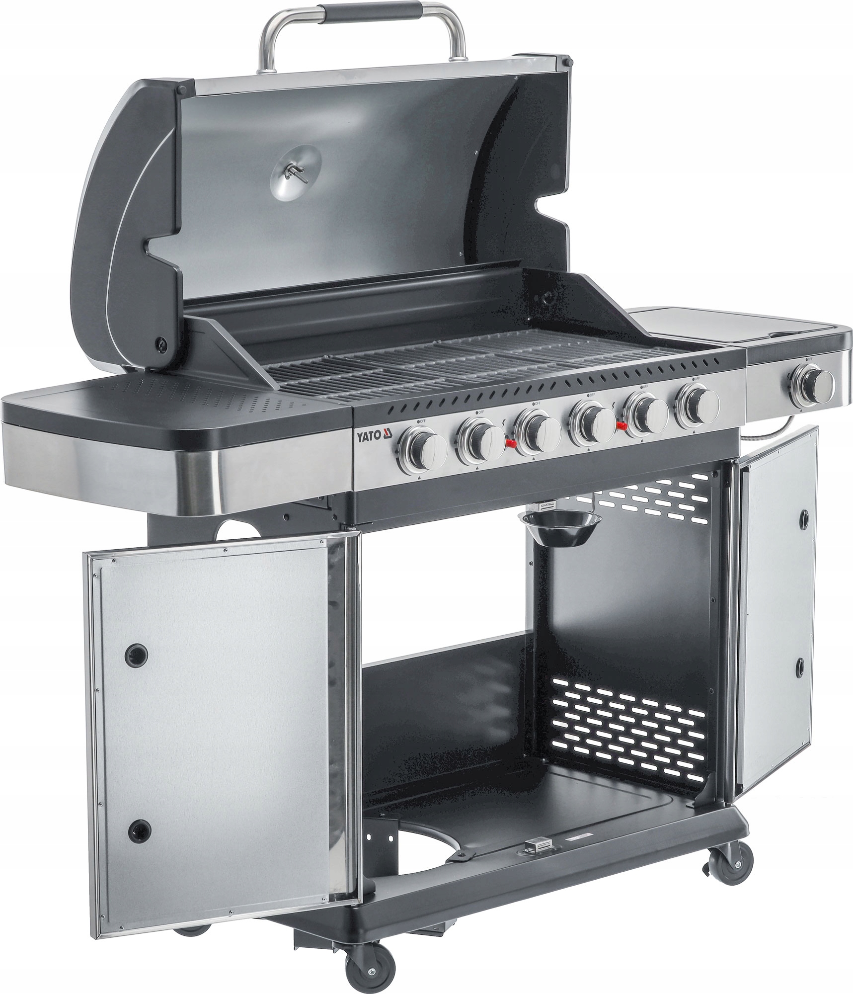 GRILL GAZOWY OGRODOWY 6+1 YATO 20,2 KW STAL NIERDZEWNA ŻELIWNY RUSZT Szerokość grilla 144 cm