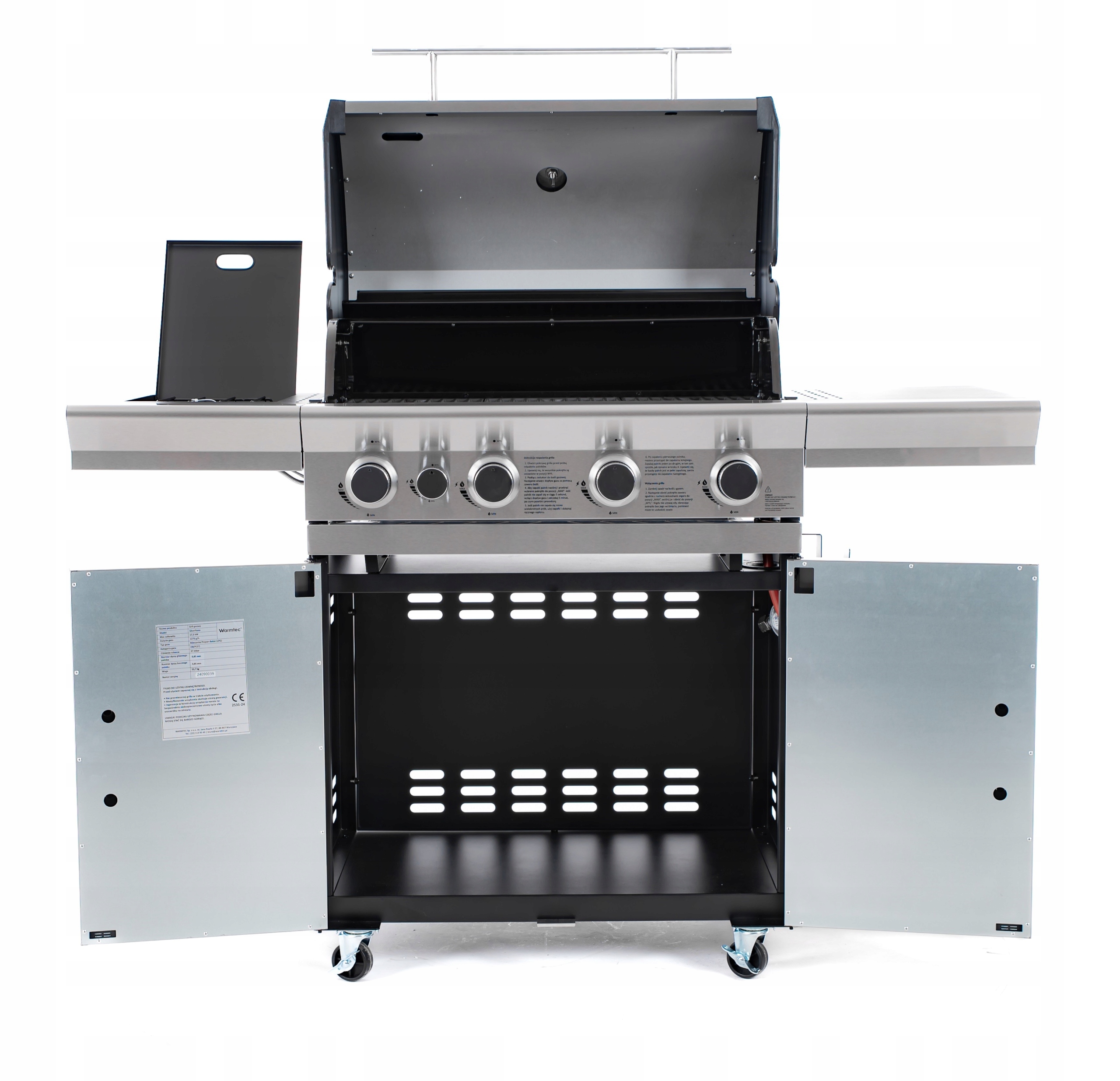 Grill gazowy ogrodowy żeliwny ruszt nierdzewny stal 4+1 17,5kW SilverFlame Marka Warmtec
