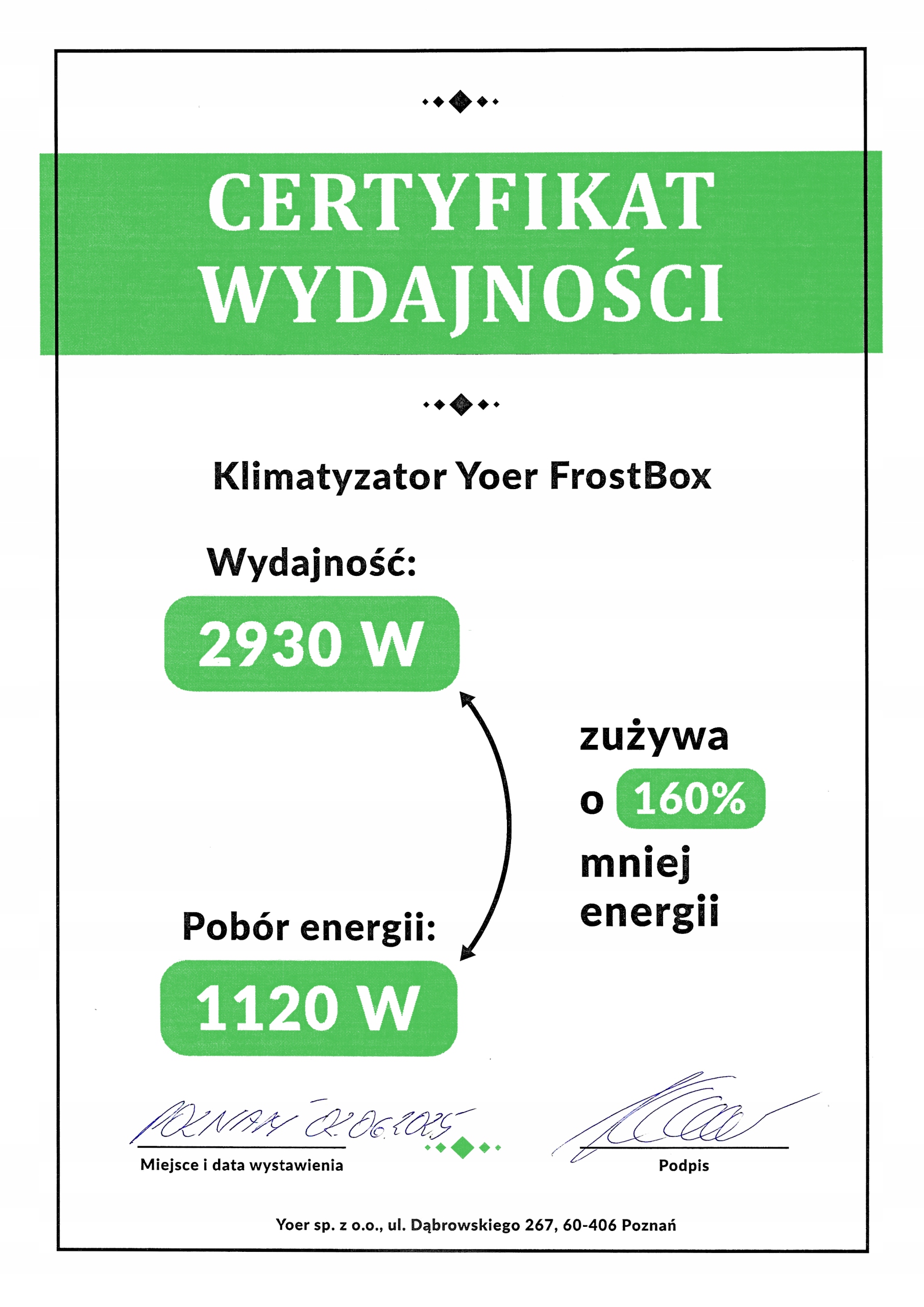 Klimatyzator przenośny Cichy Mały 3kW 30m2 Yoer Osuszacz WiFi +Pompa ciepła Klasa energetyczna- chłodzenie A