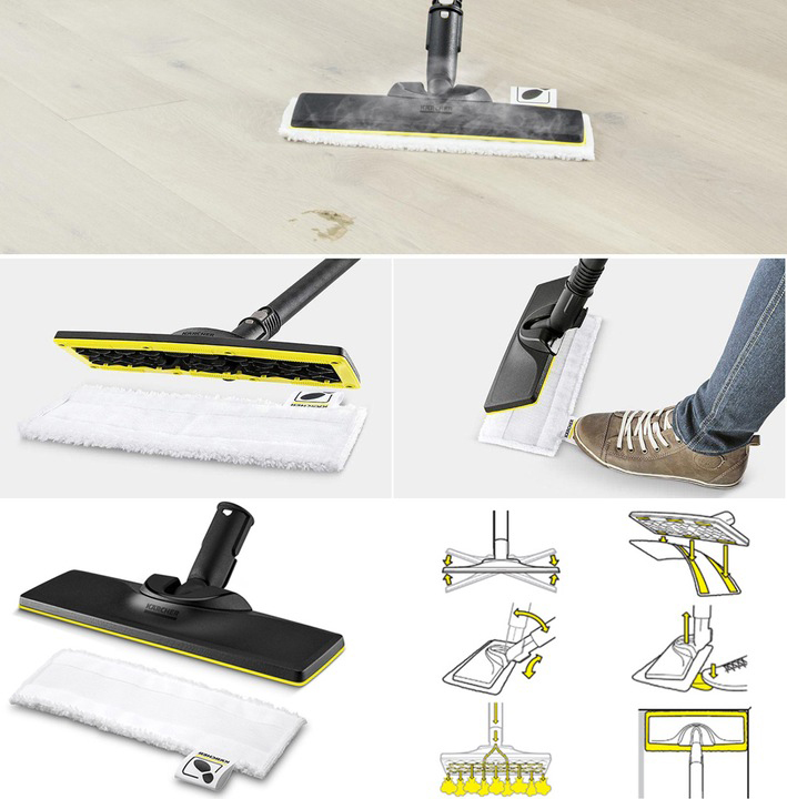 KARCHER SC 2 EasyFix PLUS PAROWNICA MOP MYJKA PAROWA DO PODŁÓG GERMAN XL Wyposażenie dodatkowe Dysza power Dysza punktowa Dysza ręczna Okrągła szczotka, duża Powłoczka na dyszę ręczną Rury parowe, 2szt. Ssawka podłogowa Szczotka okrągła Ściereczka podłogowa EasyFix