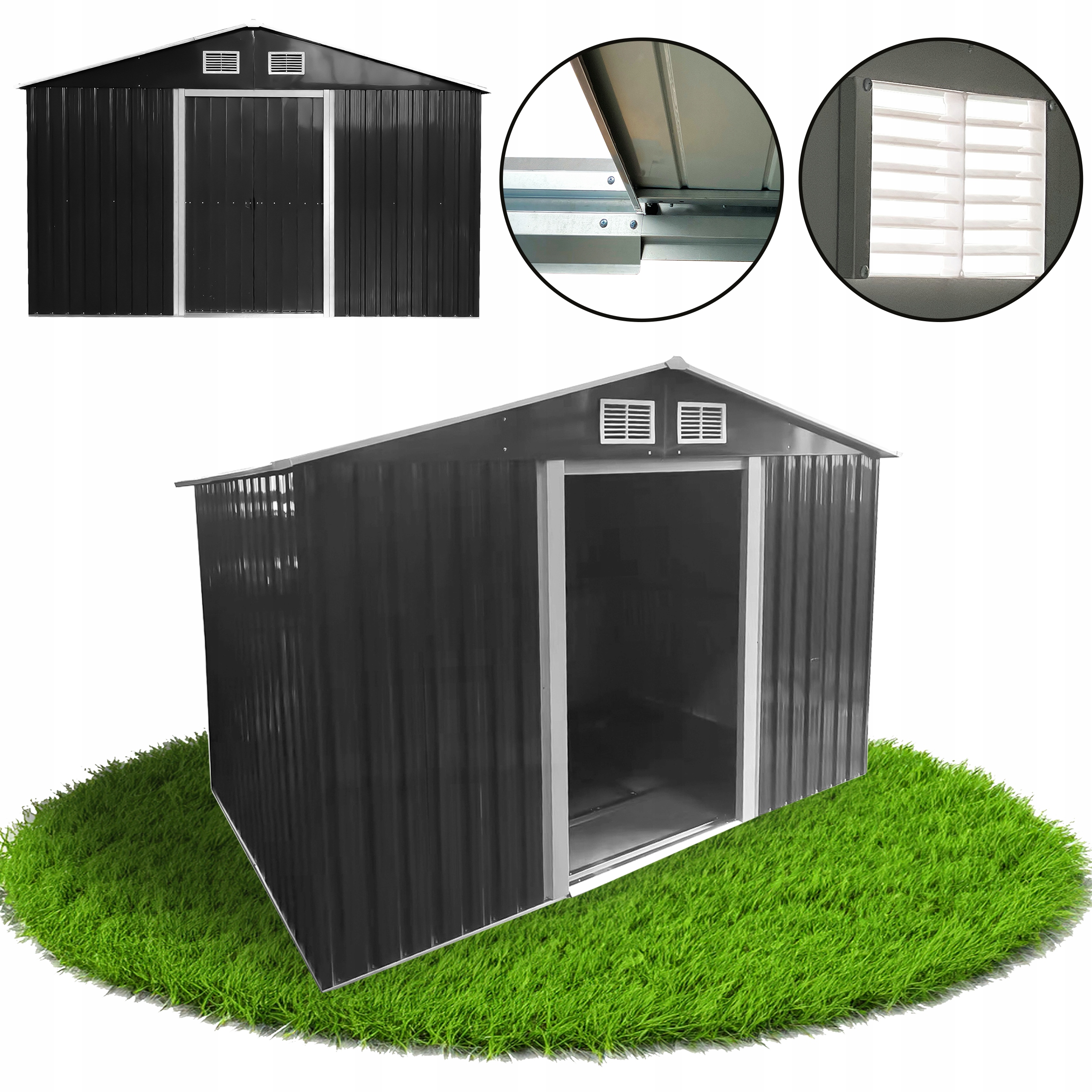 DOMEK NARZĘDZIOWY GARAŻ BLASZANY SKŁADZIK NA DREWNO 312x257x202 DM1001