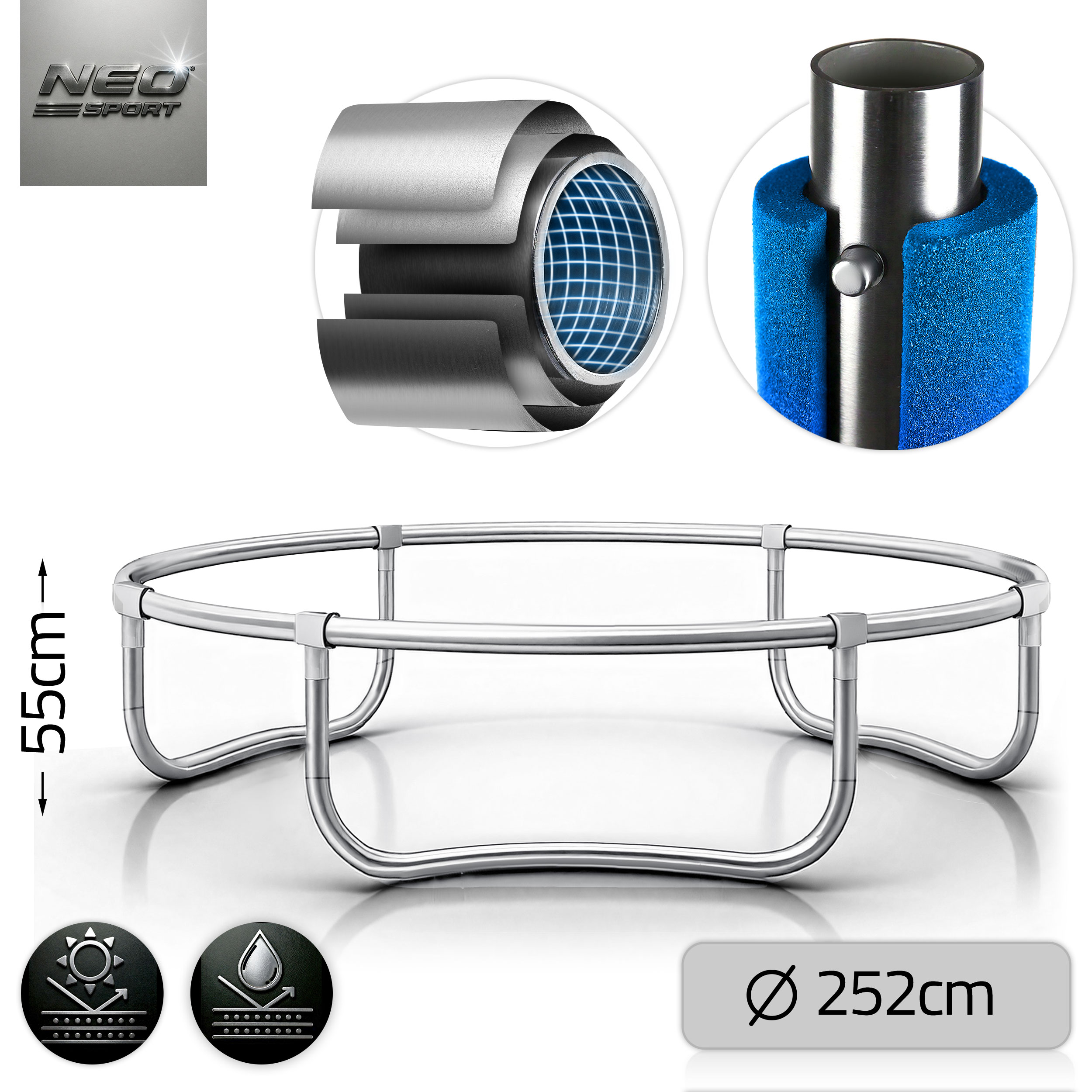 TRAMPOLINA OGRODOWA DLA DZIECI DRABINKA 252cm 8ft Marka Neo-sport