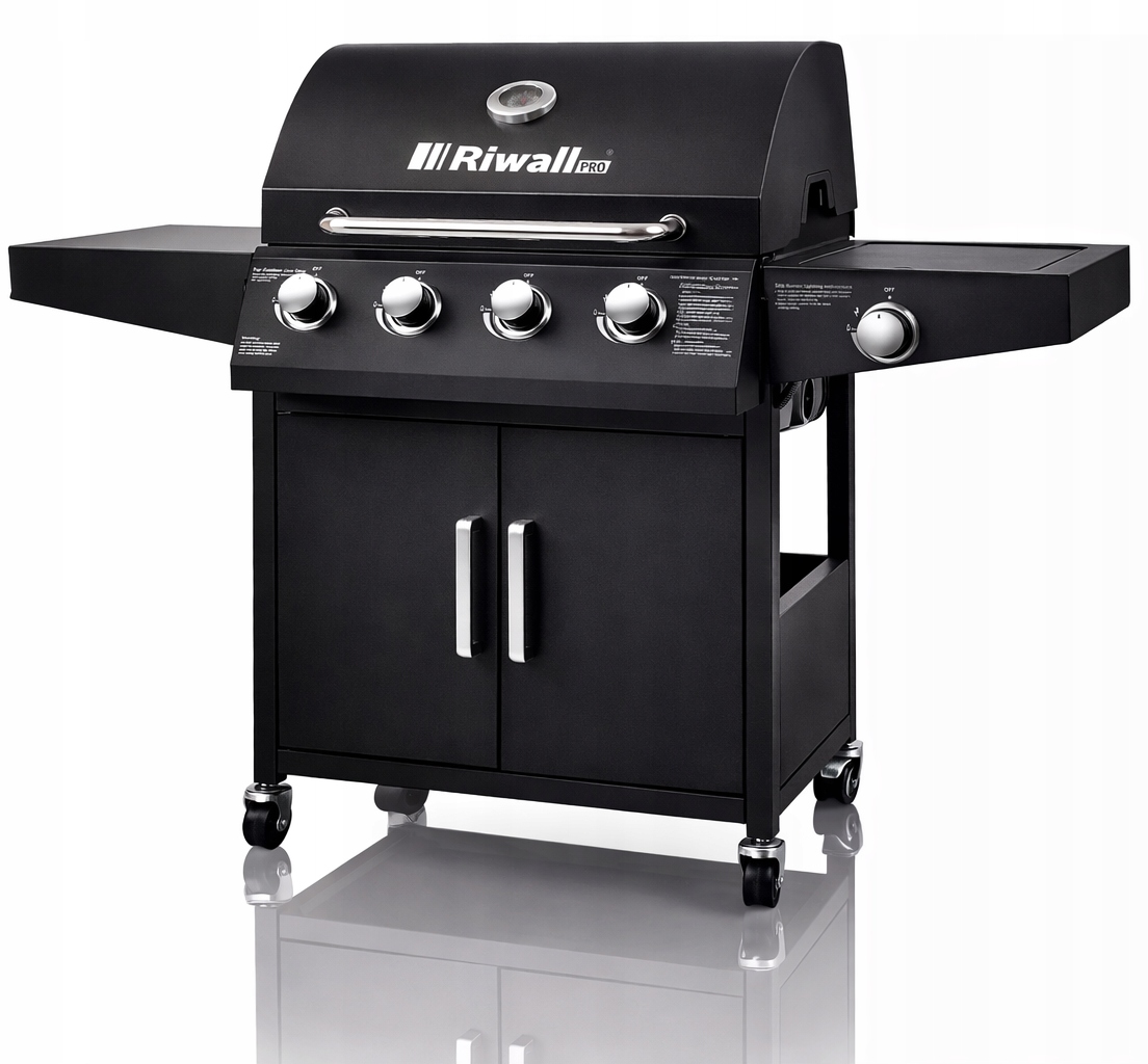 Grill gazowy Riwall Szwagier 0,5l - 5 palnikowy 4+1 + pokrowiec + sztućce Stan opakowania oryginalne