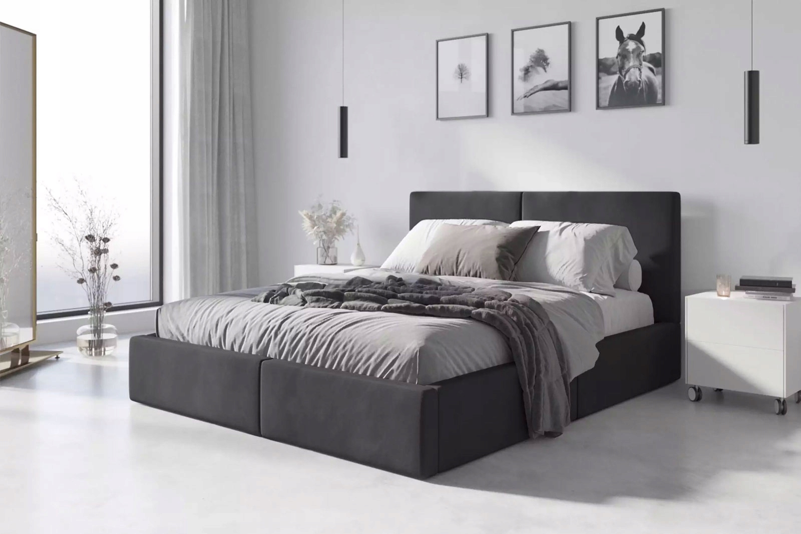 Łóżko 160x200 Tapicerowane Hilton stelaż metalowy podnoszony Marka INTERBEDS