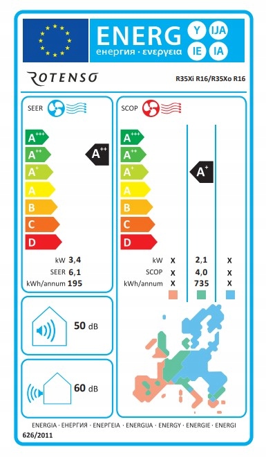Klimatyzator Rotenso Roni 3,5 Zestaw Sterowanie na pilot