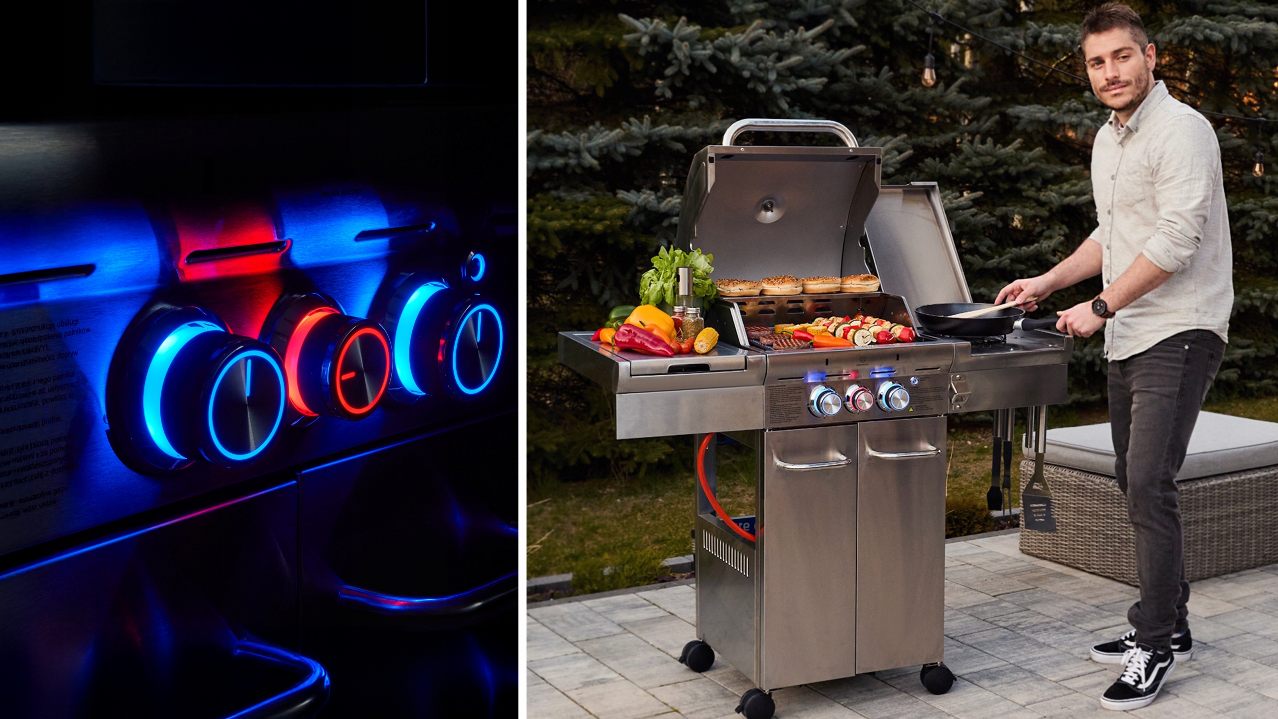 Grill gazowy Ogrodowy ŻELIWNY nierdzewny Yoer 2+1 +10,15 kW +szafa na butlę Kod producenta GG03S