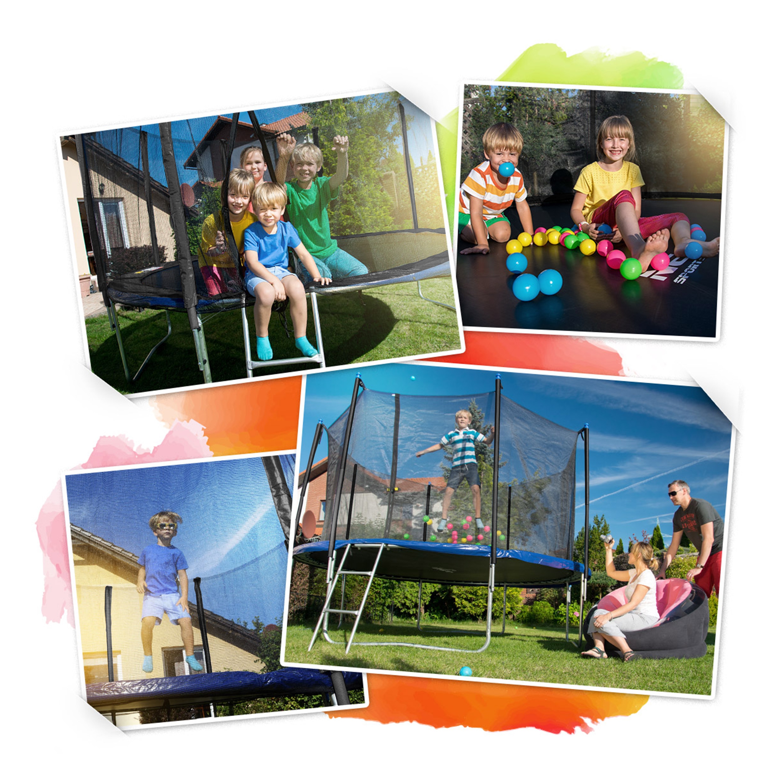 Trampolina ogrodowa dla dzieci 374cm 12ft + DRABINKA SIATKA WEWNĘTRZNA Rodzaj z siatką