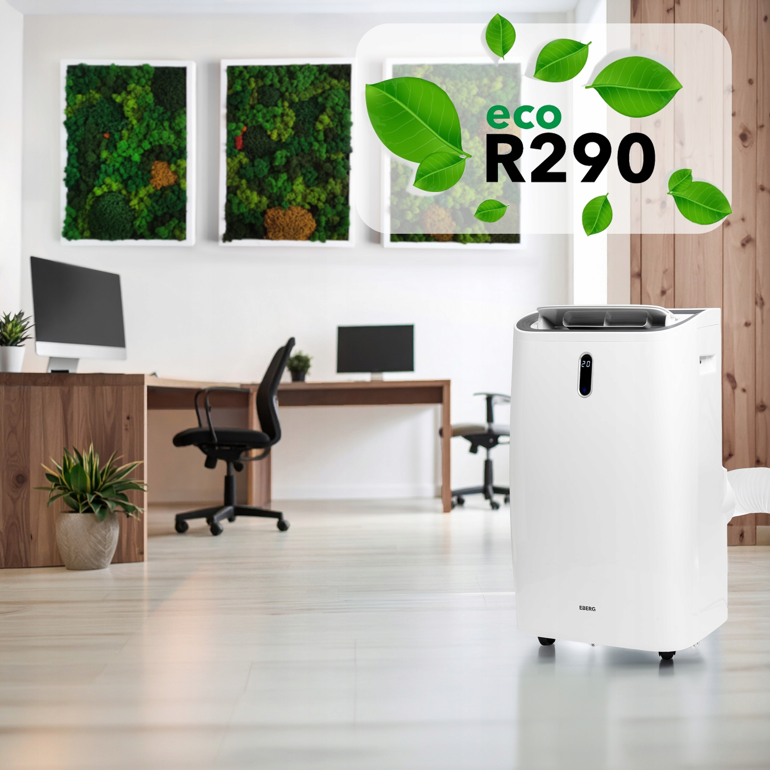 Klimatyzator przenośny EBERG VIGO 4,7kW 4w1 WiFi Osuszacz + Funkcja grzania Zalecana maksymalna wielkość pomieszczenia 75 m²