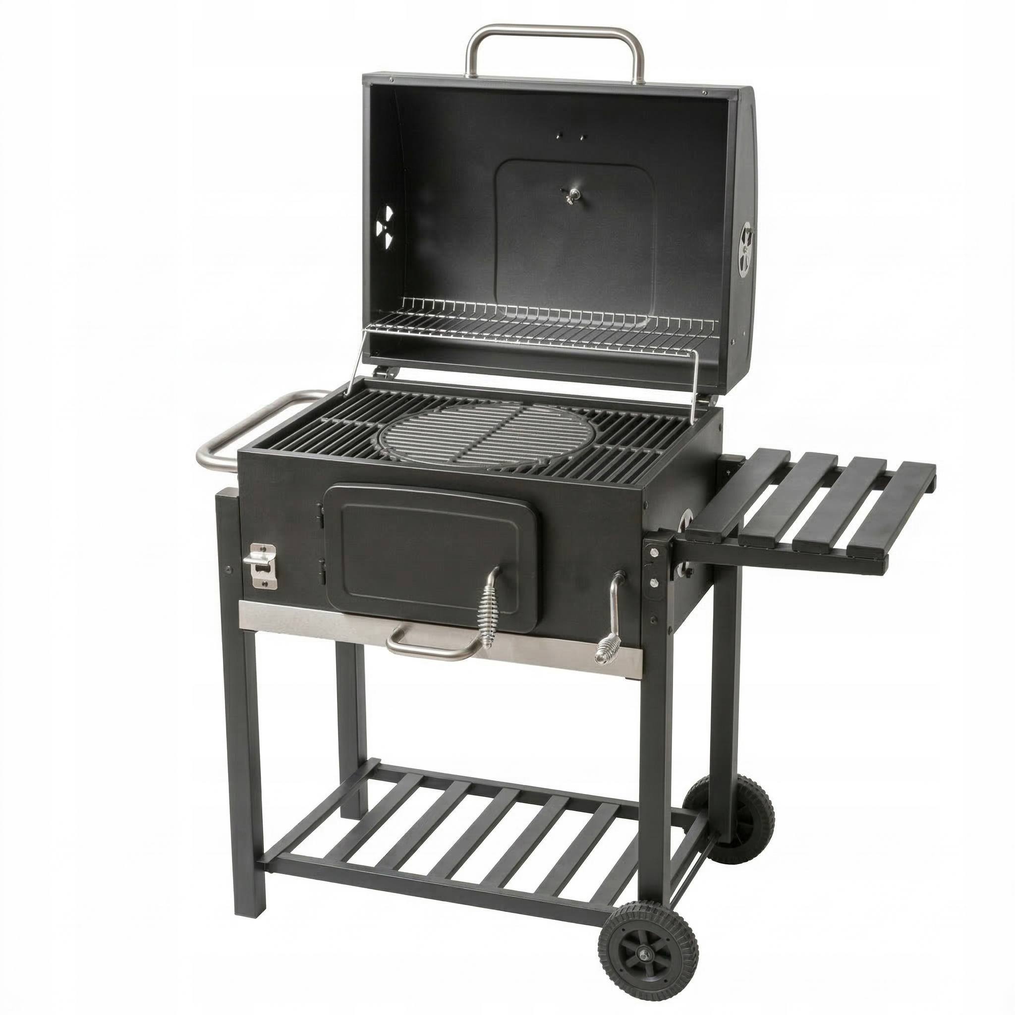 GRILL WĘGLOWY ogrodowy DUŻY XL z pokrywą TERMOMETREM REGULACJĄ RUSZTU Producent Mirpol