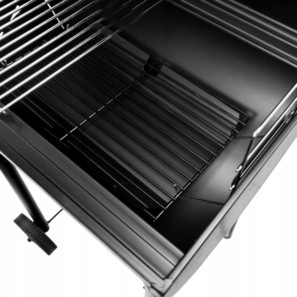Grill Ogrodowy Węglowy z Pokrywą i KOMINEM BECZKOWY 2 CHROMOWANE RUSZTY Szerokość rusztu 34.5 cm